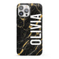 Personalised Black Gold Marble Name iPhone 13 Pro Max Full Wrap 3D Snap Case