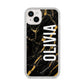 Personalised Black Gold Marble Name iPhone 14 Plus Clear Tough Case Starlight