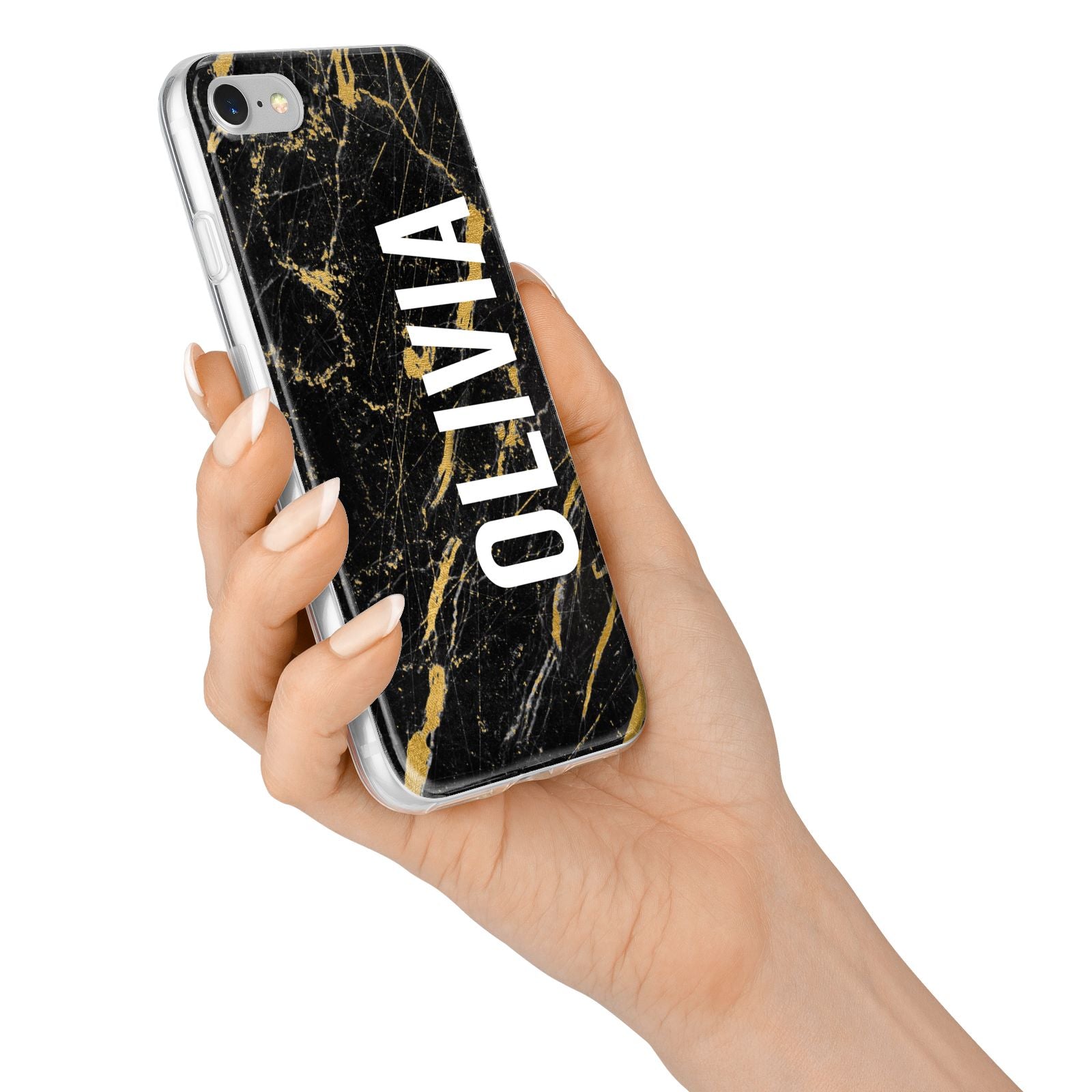 Personalised Black Gold Marble Name iPhone 7 Bumper Case on Silver iPhone Alternative Image