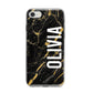 Personalised Black Gold Marble Name iPhone 8 Bumper Case on Silver iPhone