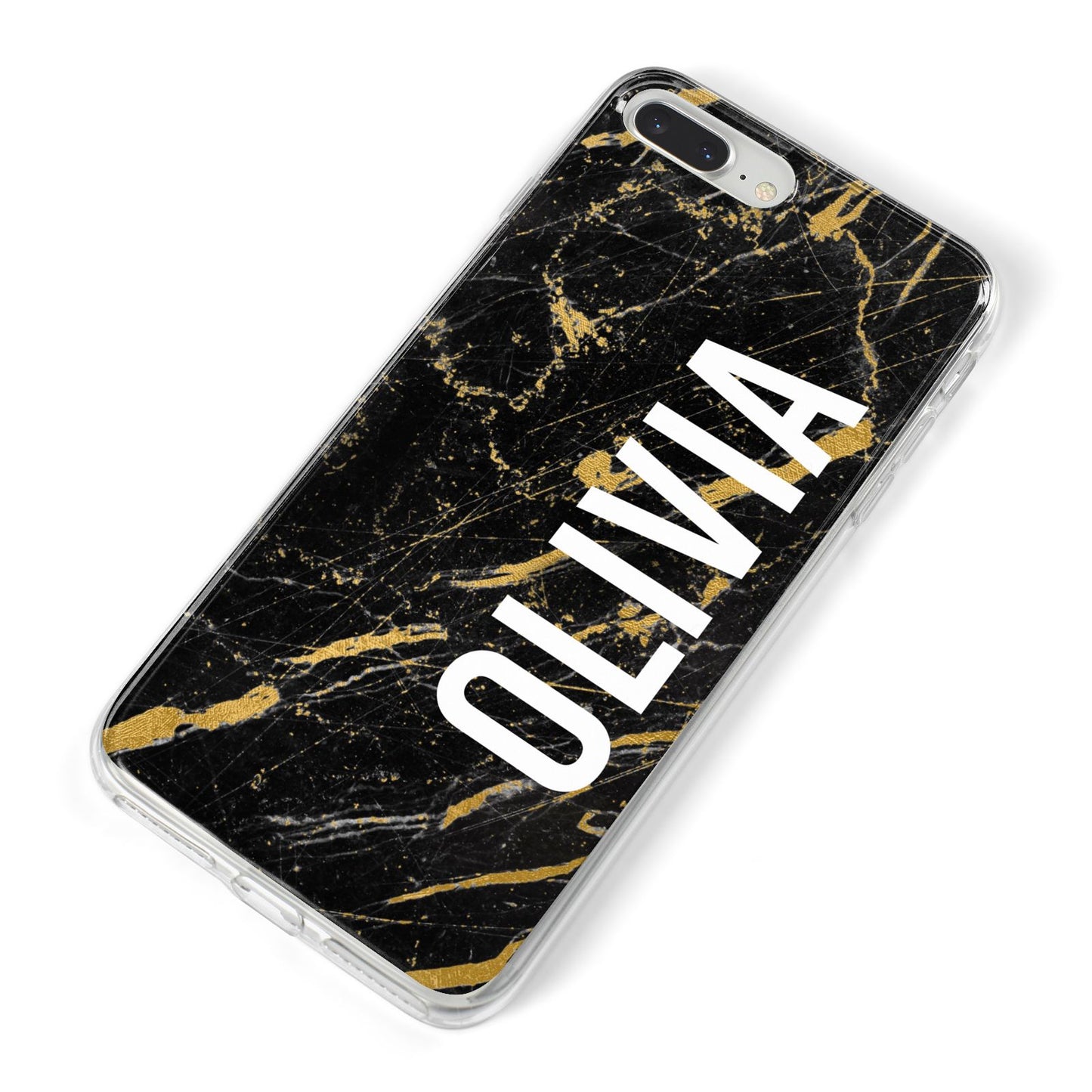Personalised Black Gold Marble Name iPhone 8 Plus Bumper Case on Silver iPhone Alternative Image
