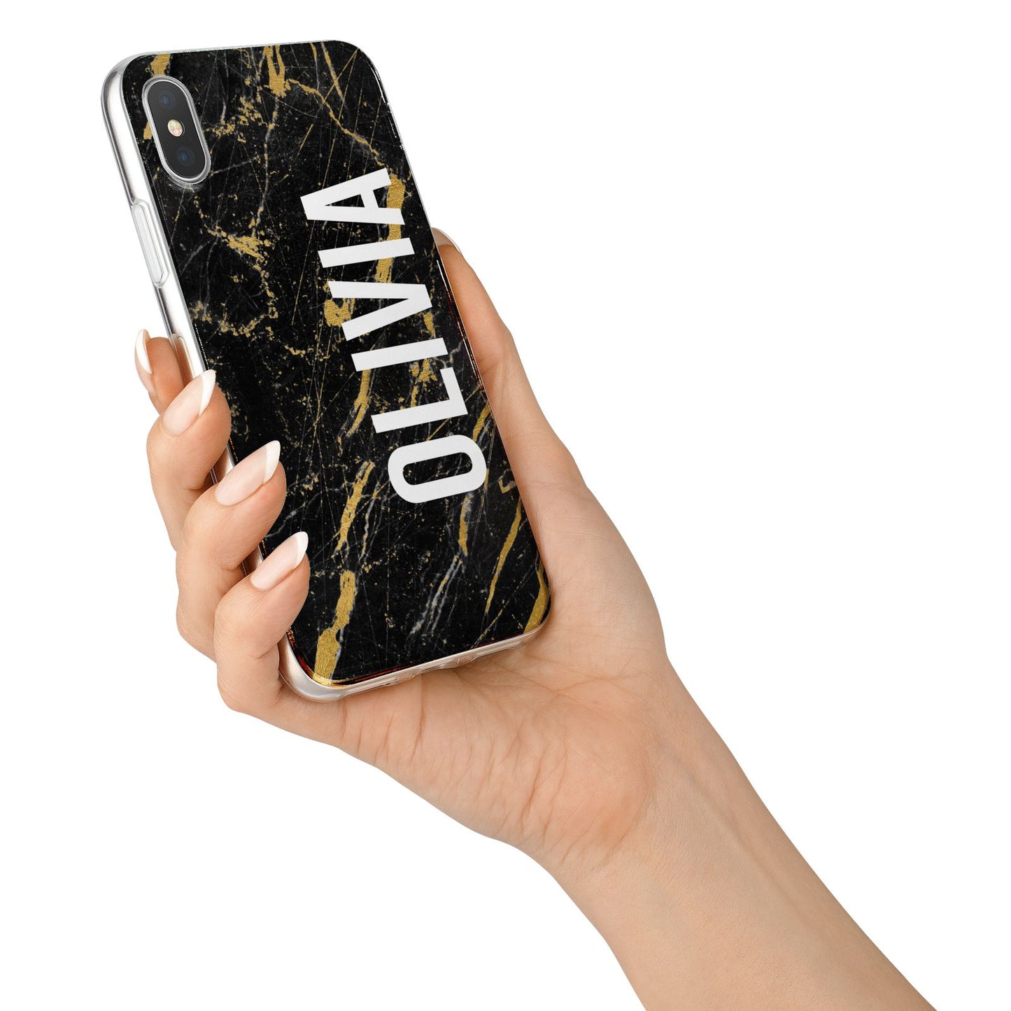 Personalised Black Gold Marble Name iPhone X Bumper Case on Silver iPhone Alternative Image 2