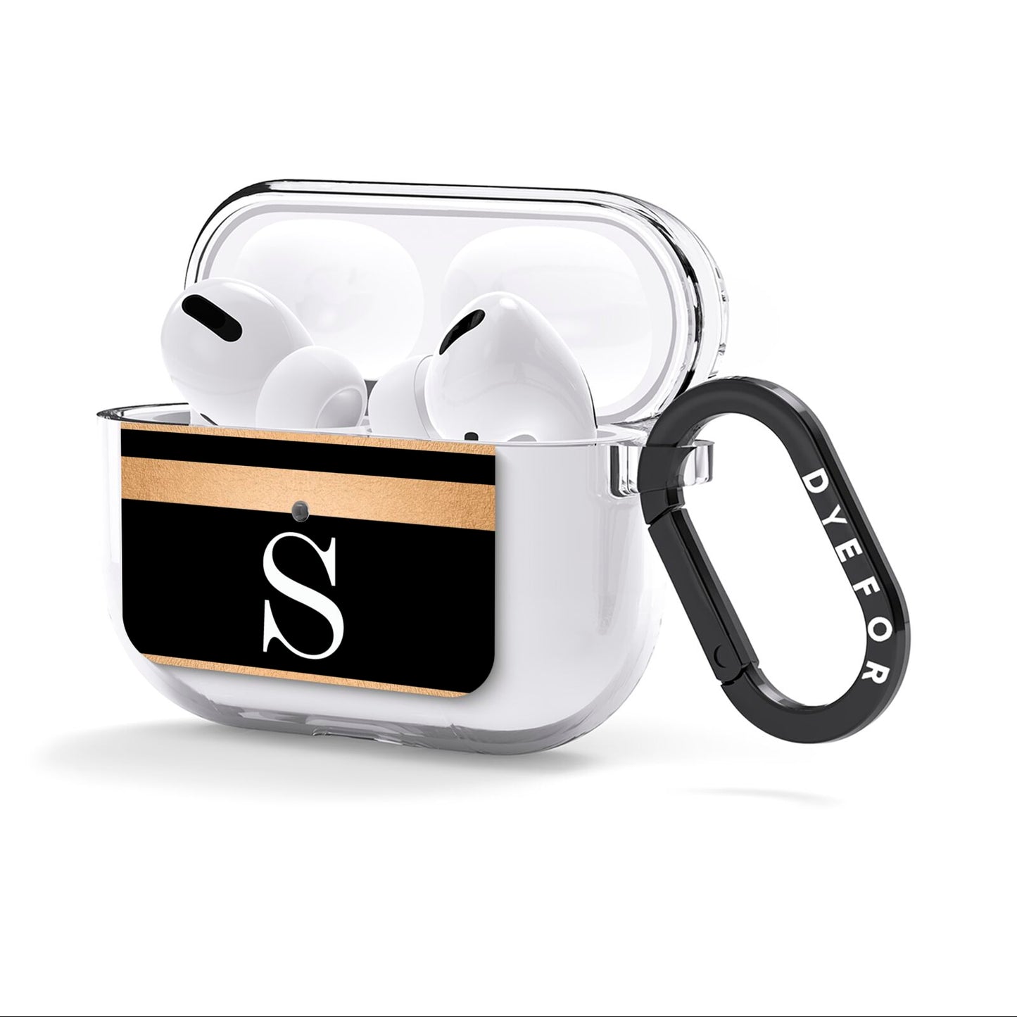 Personalised Black Gold Monogram Initial AirPods Clear Case 3rd Gen Side Image
