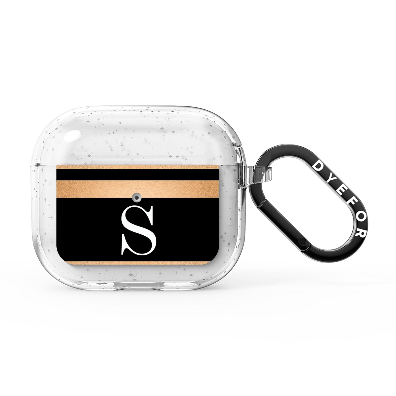 Personalised Black Gold Monogram Initial AirPods Glitter Case 3rd Gen