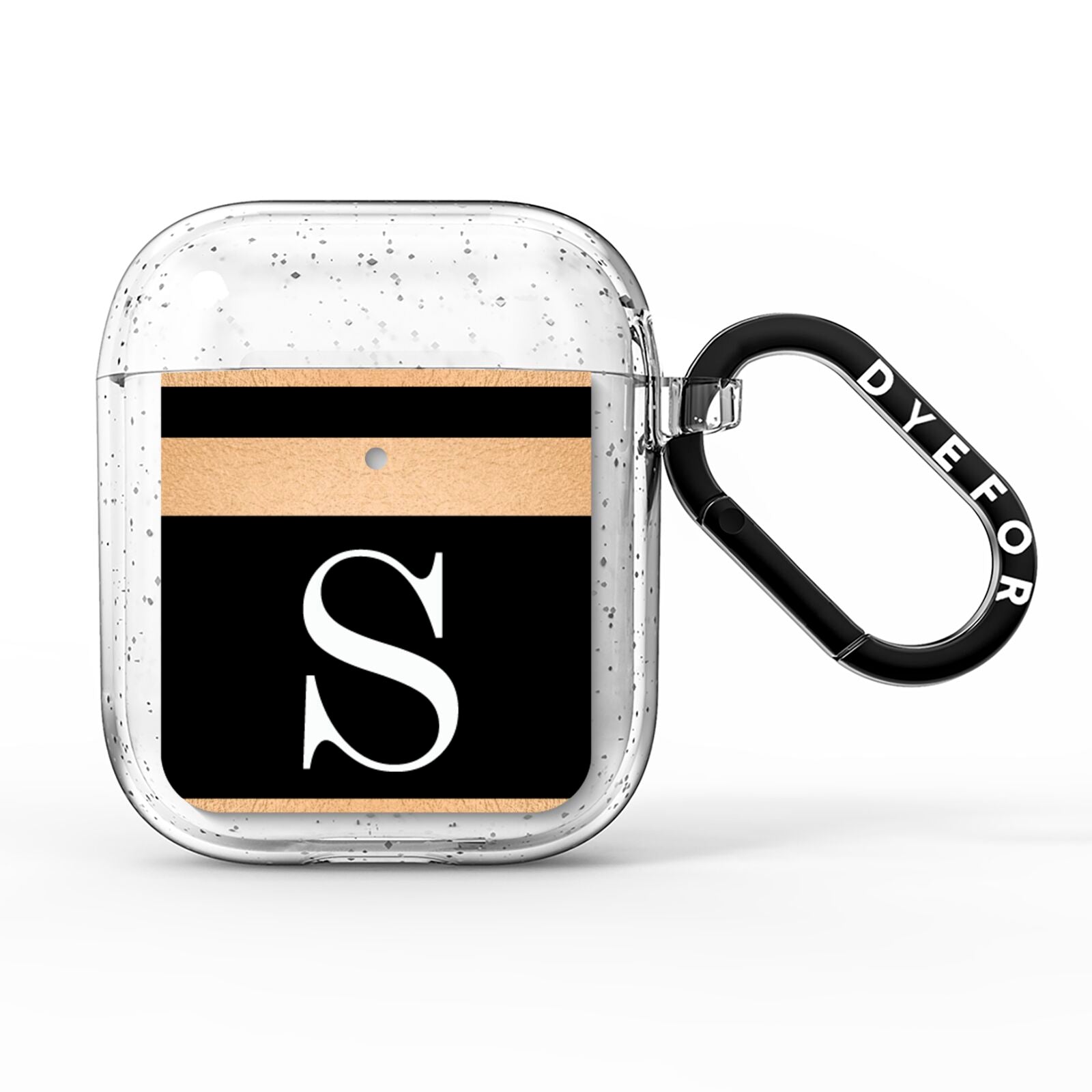 Personalised Black Gold Monogram Initial AirPods Glitter Case