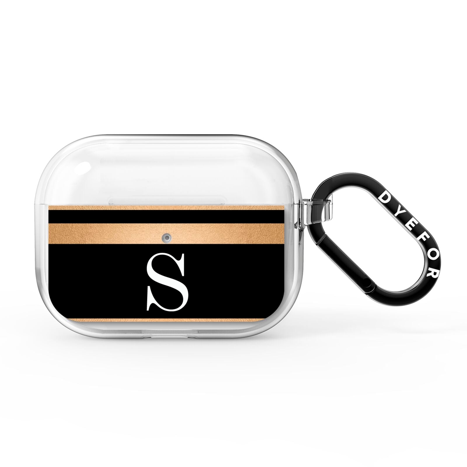 Personalised Black Gold Monogram Initial AirPods Pro Clear Case