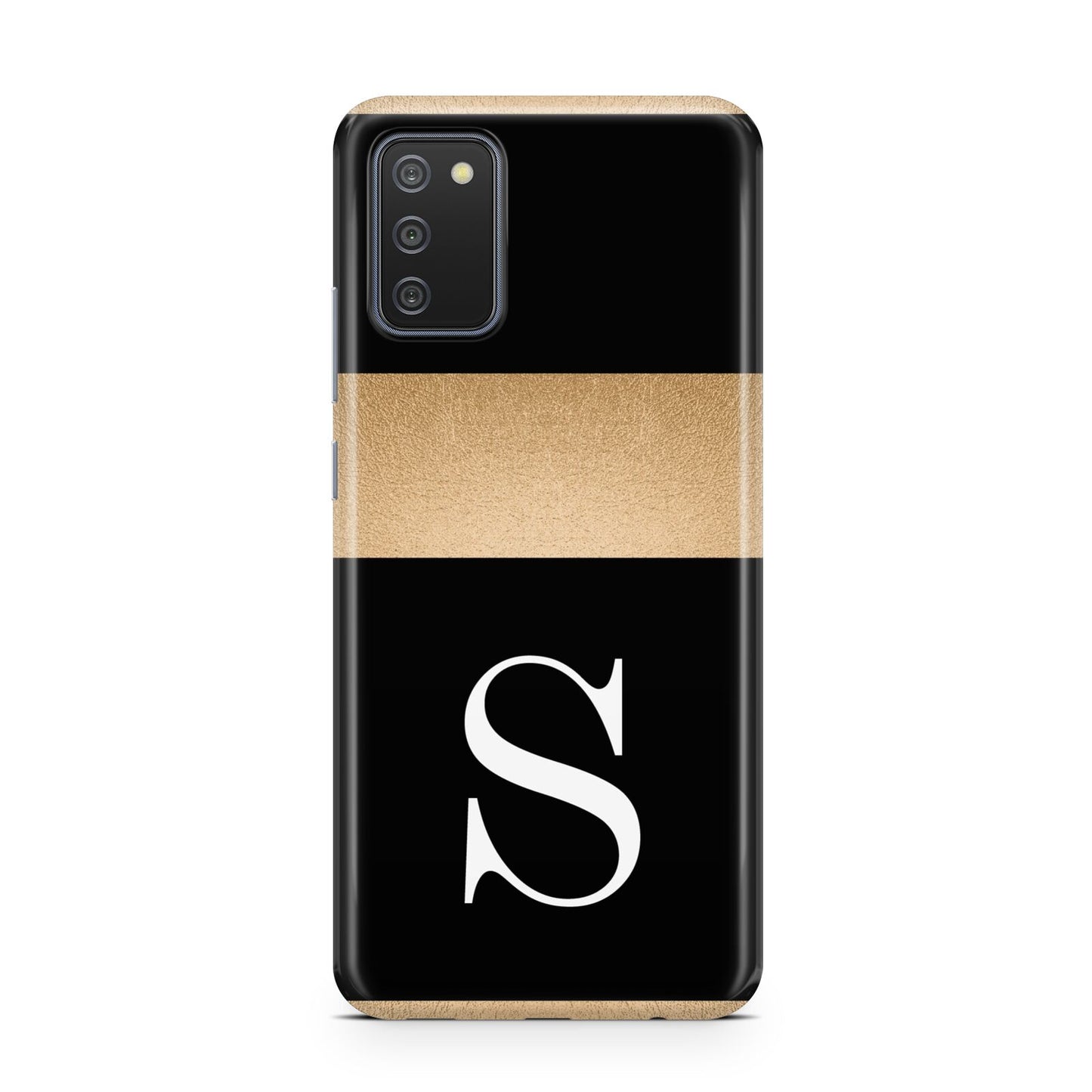 Personalised Black Gold Monogram Initial Samsung A02s Case