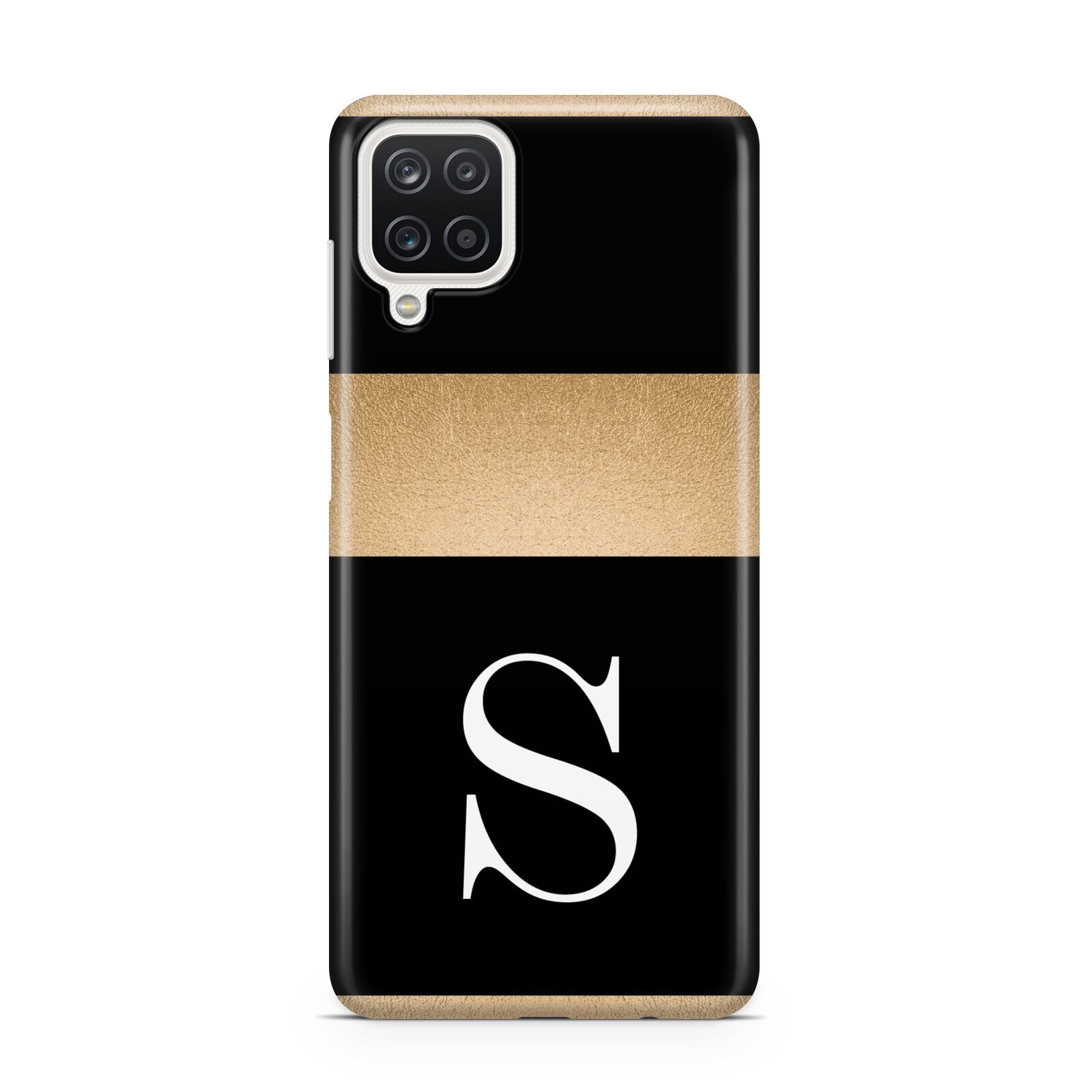 Personalised Black Gold Monogram Initial Samsung A12 Case