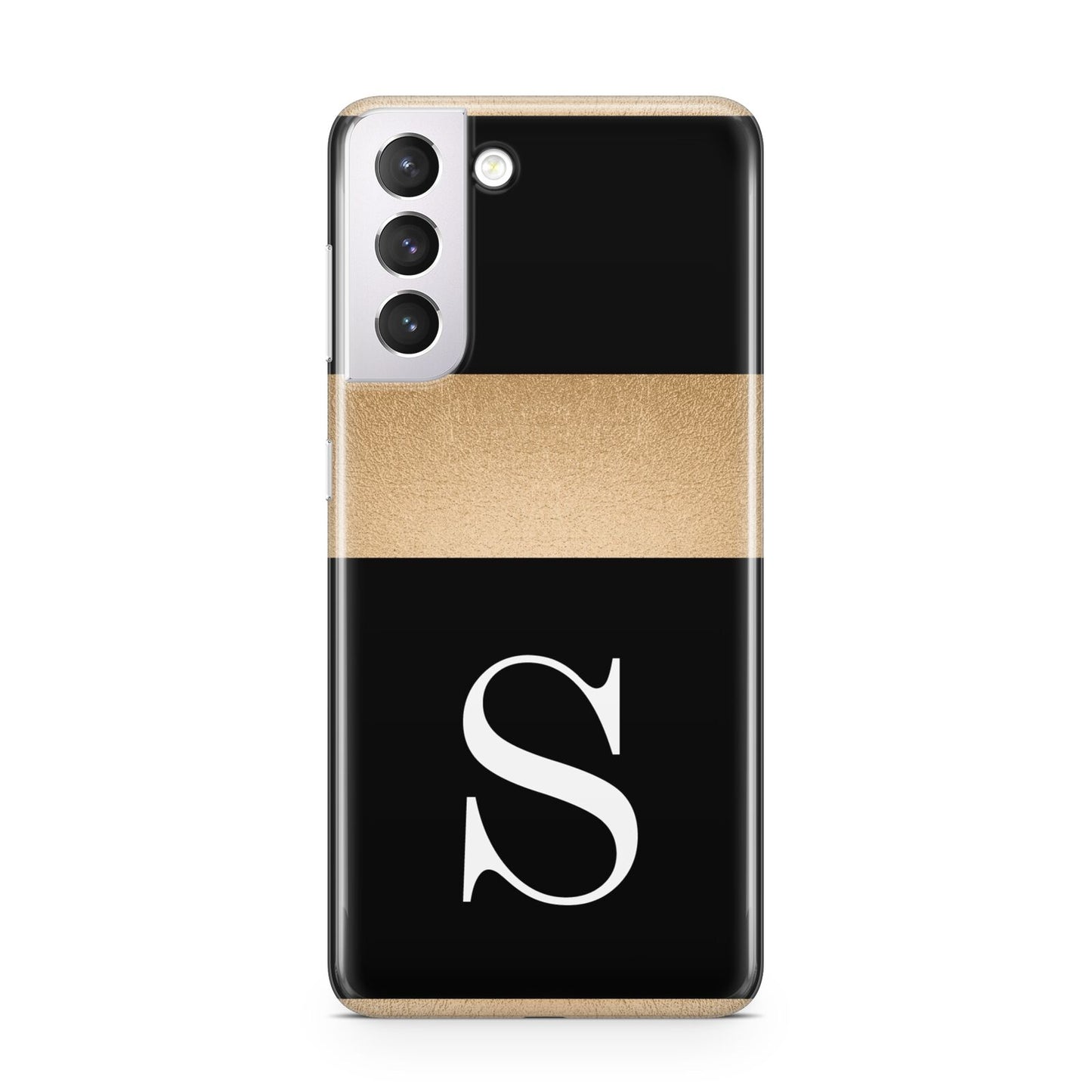 Personalised Black Gold Monogram Initial Samsung S21 Case