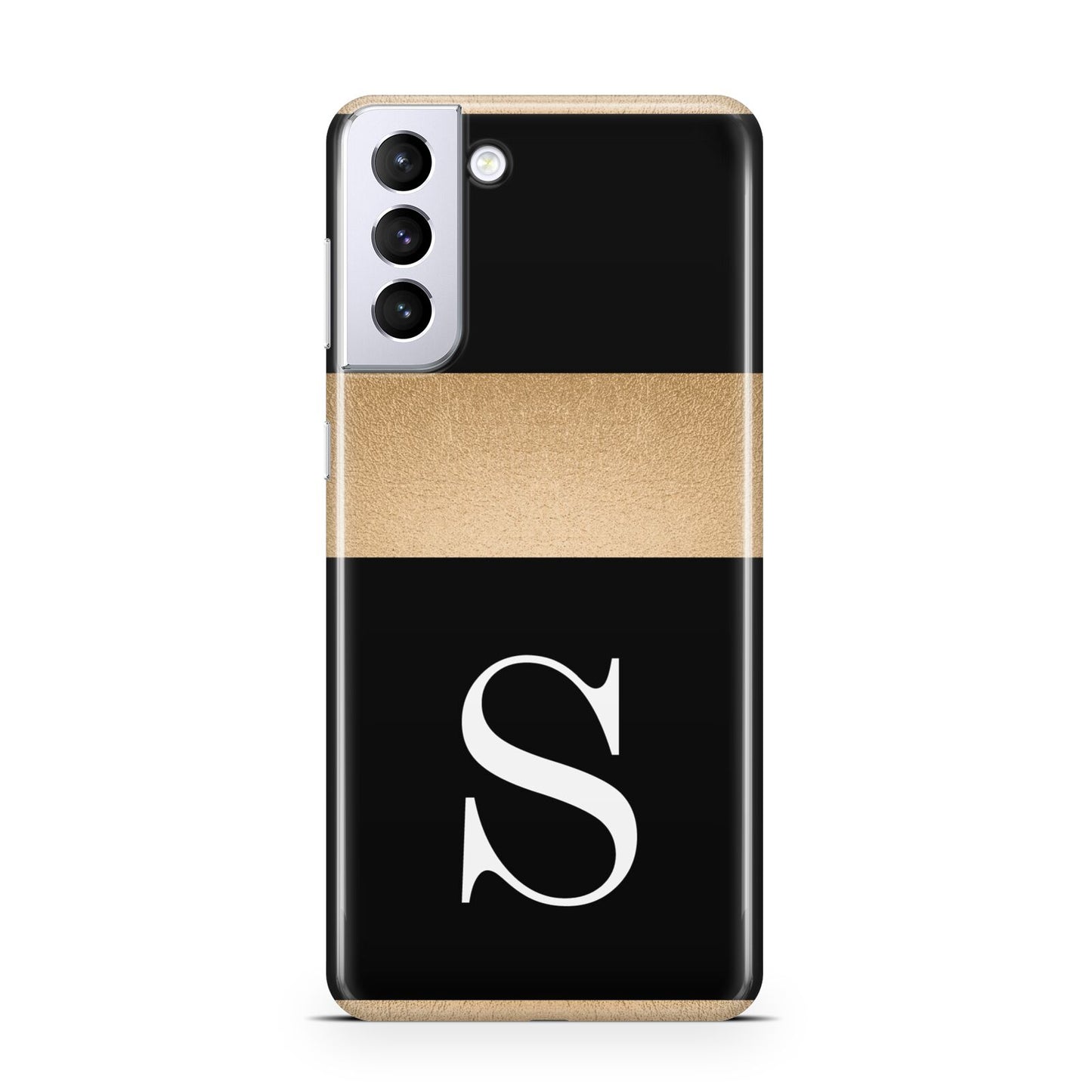 Personalised Black Gold Monogram Initial Samsung S21 Plus Case