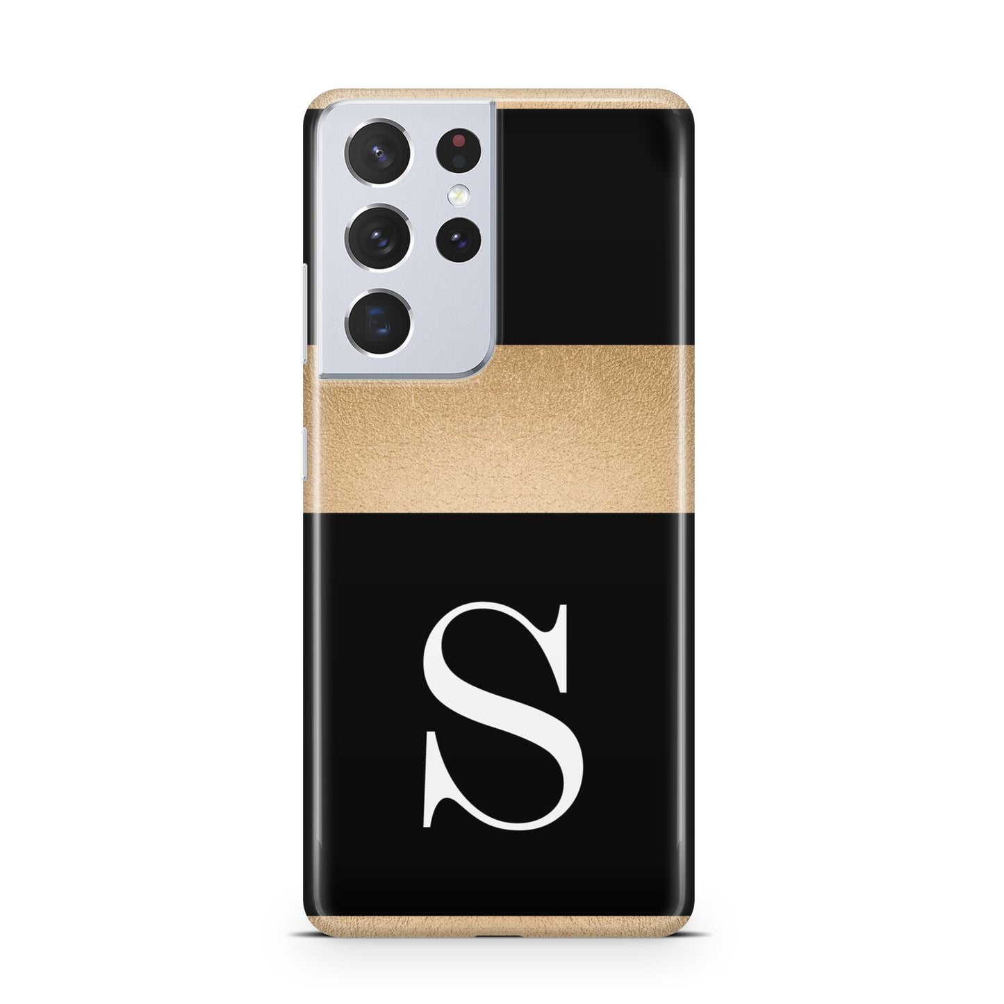 Personalised Black Gold Monogram Initial Samsung S21 Ultra Case