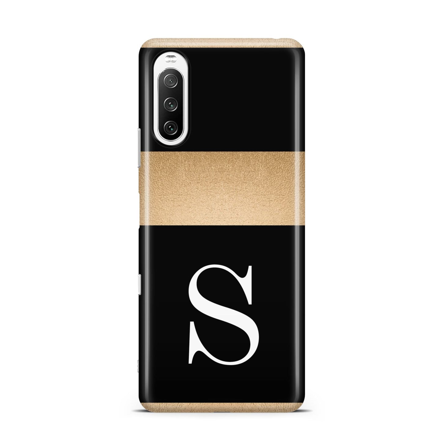 Personalised Black Gold Monogram Initial Sony Xperia 10 III Case