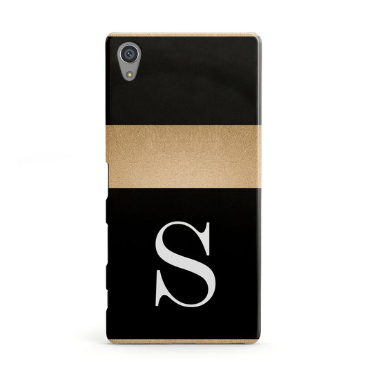 Personalised Black Gold Monogram Initial Sony Xperia Case