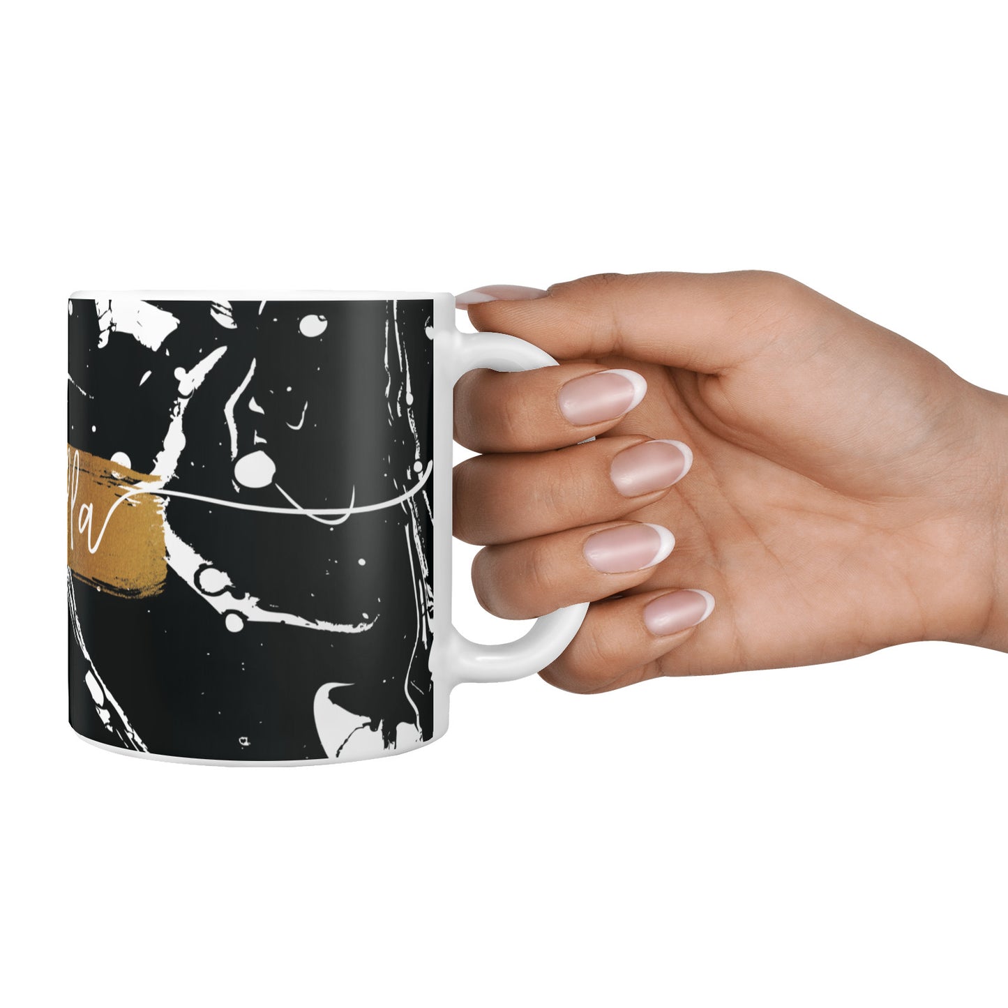 Personalised Black Gold Swirl Marble 10oz Mug Alternative Image 4