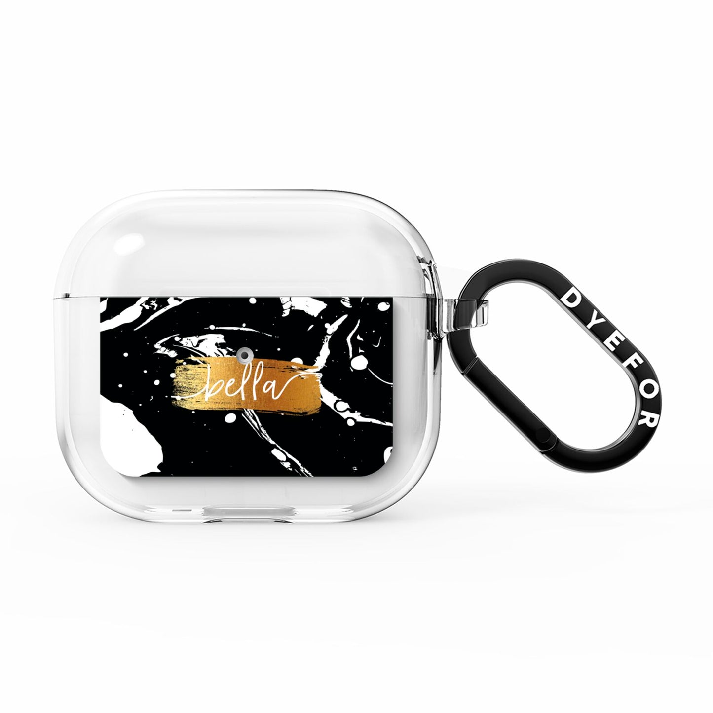 Personalised Black Gold Swirl Marble AirPods Clear Case 3rd Gen