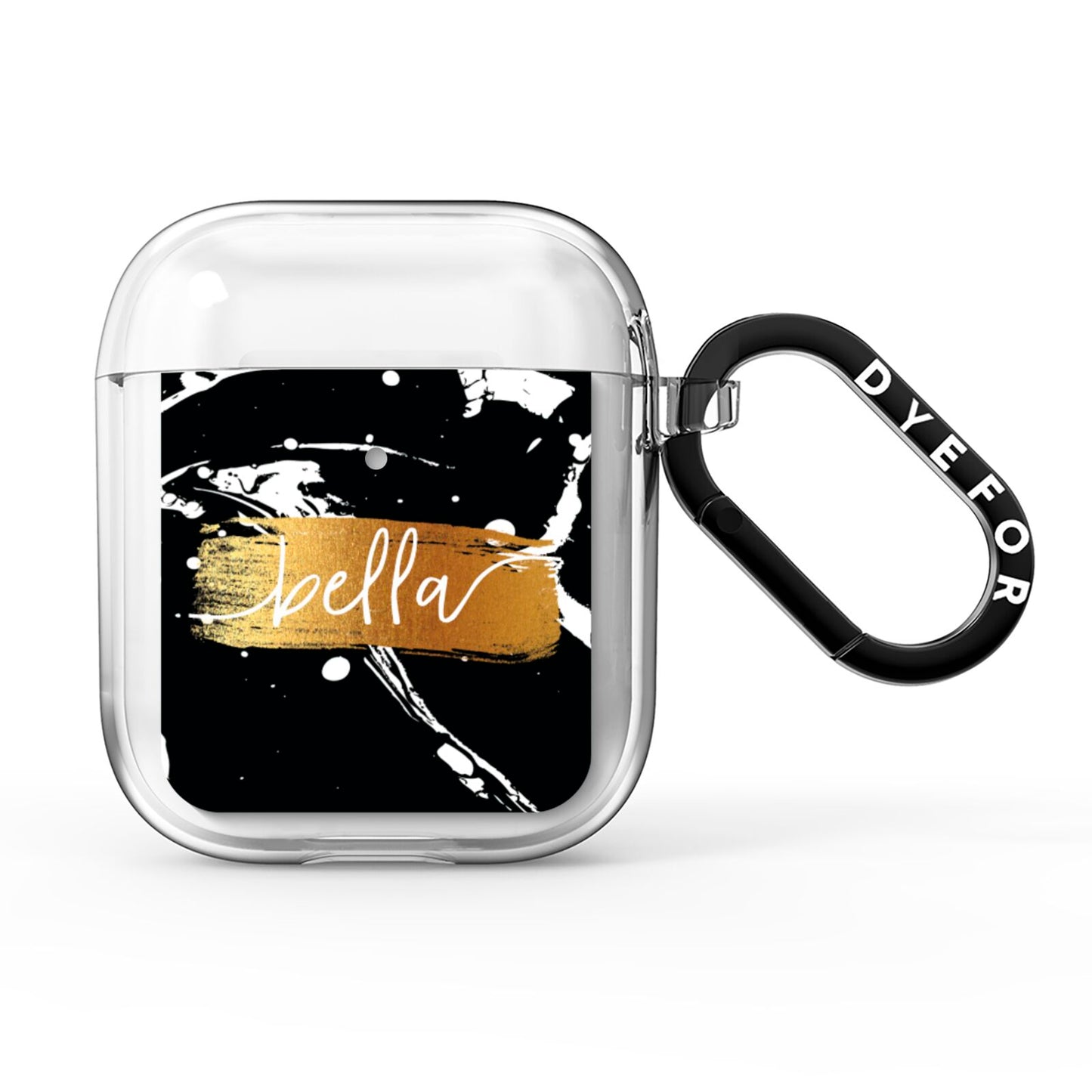 Personalised Black Gold Swirl Marble AirPods Clear Case
