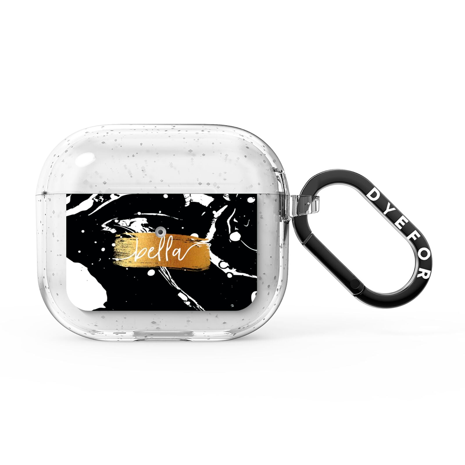 Personalised Black Gold Swirl Marble AirPods Glitter Case 3rd Gen