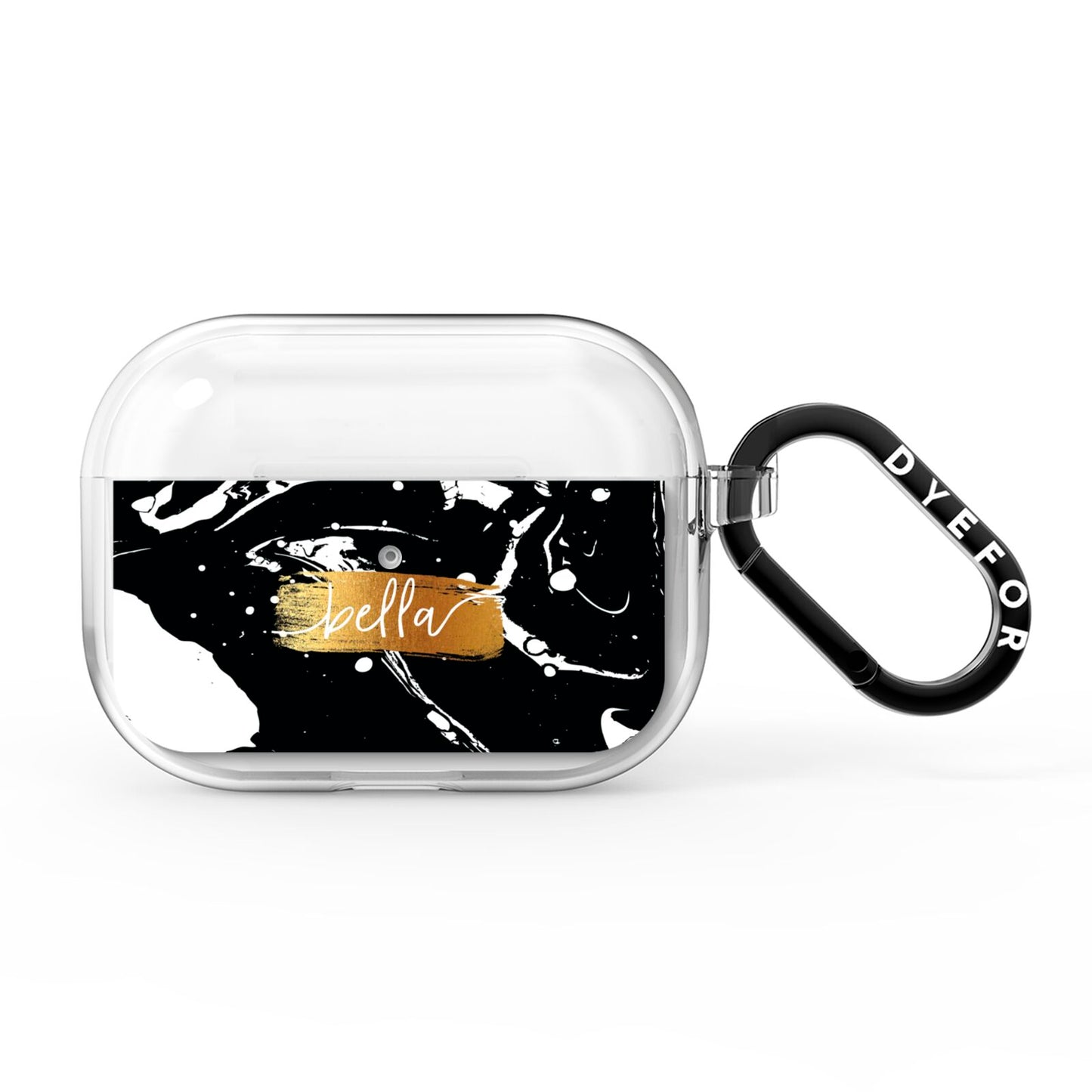 Personalised Black Gold Swirl Marble AirPods Pro Clear Case