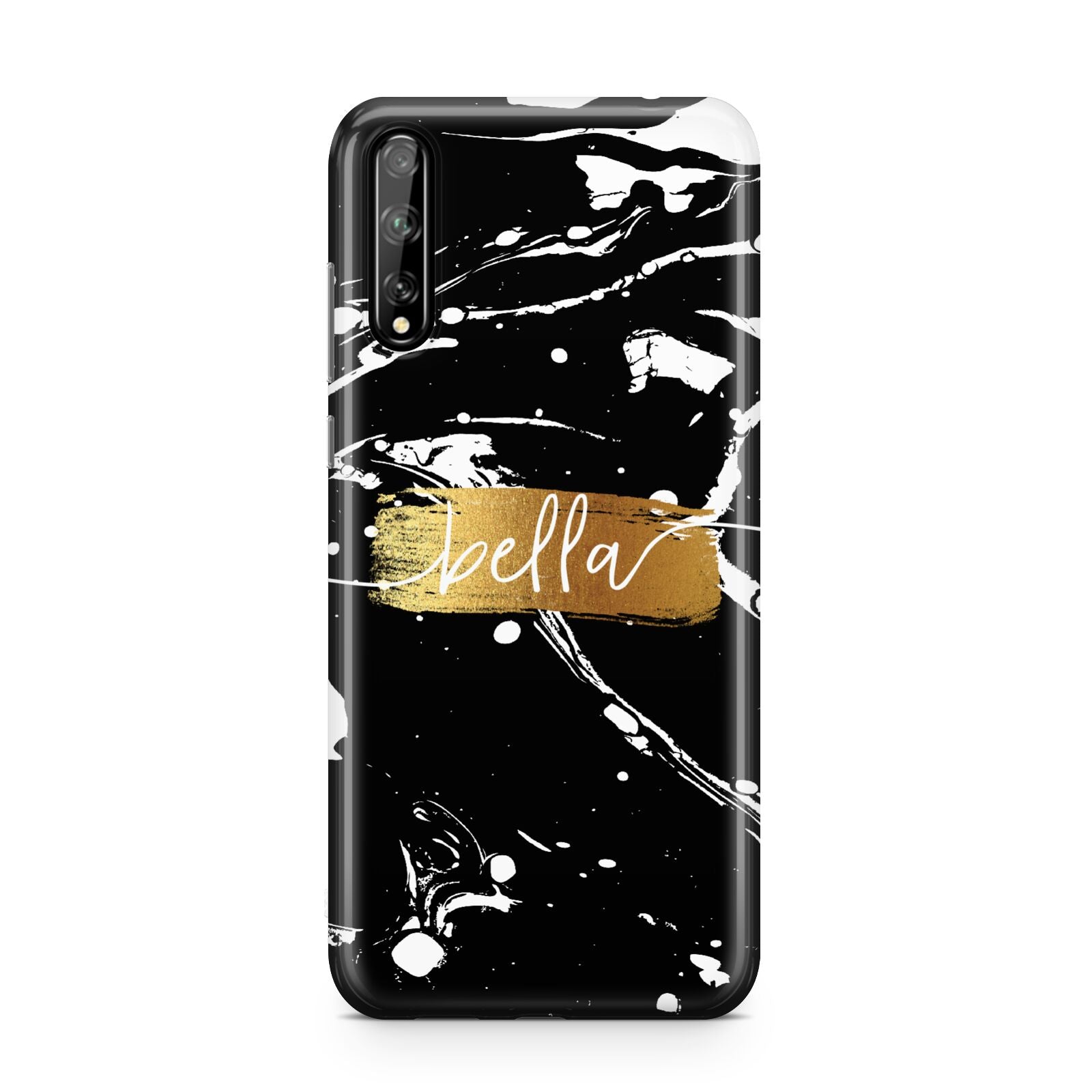 Personalised Black Gold Swirl Marble Huawei Enjoy 10s Phone Case
