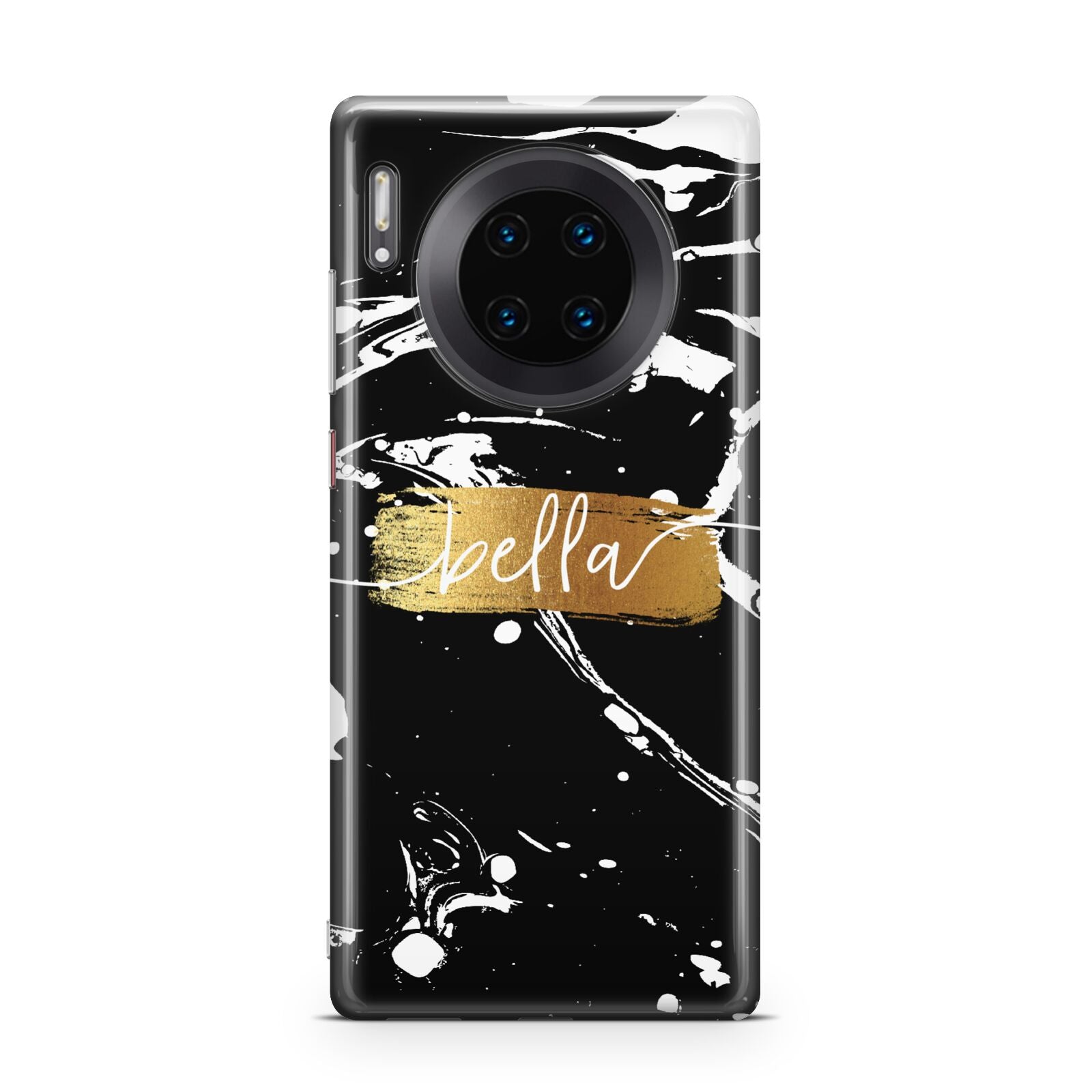 Personalised Black Gold Swirl Marble Huawei Mate 30 Pro Phone Case