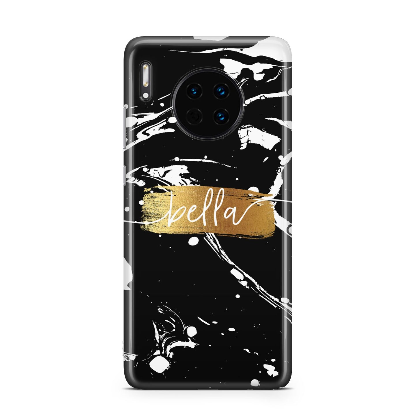 Personalised Black Gold Swirl Marble Huawei Mate 30