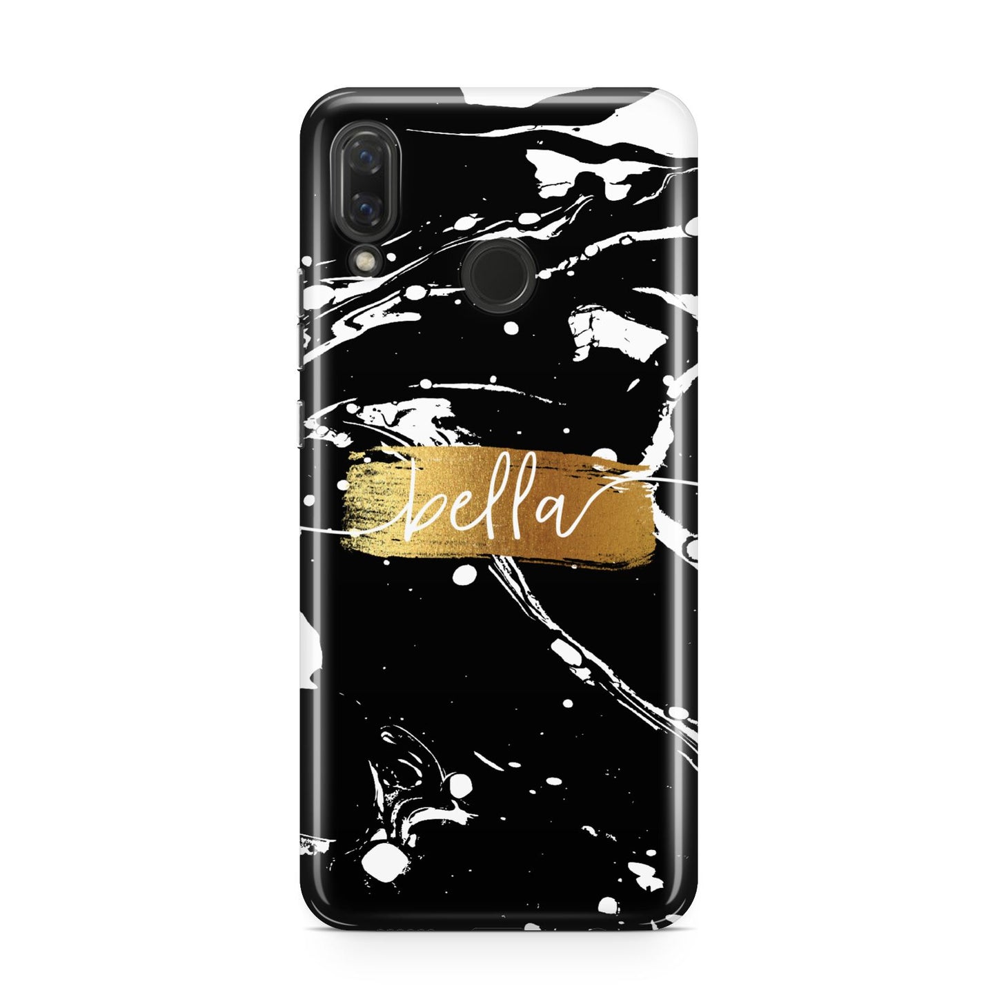 Personalised Black Gold Swirl Marble Huawei Nova 3 Phone Case