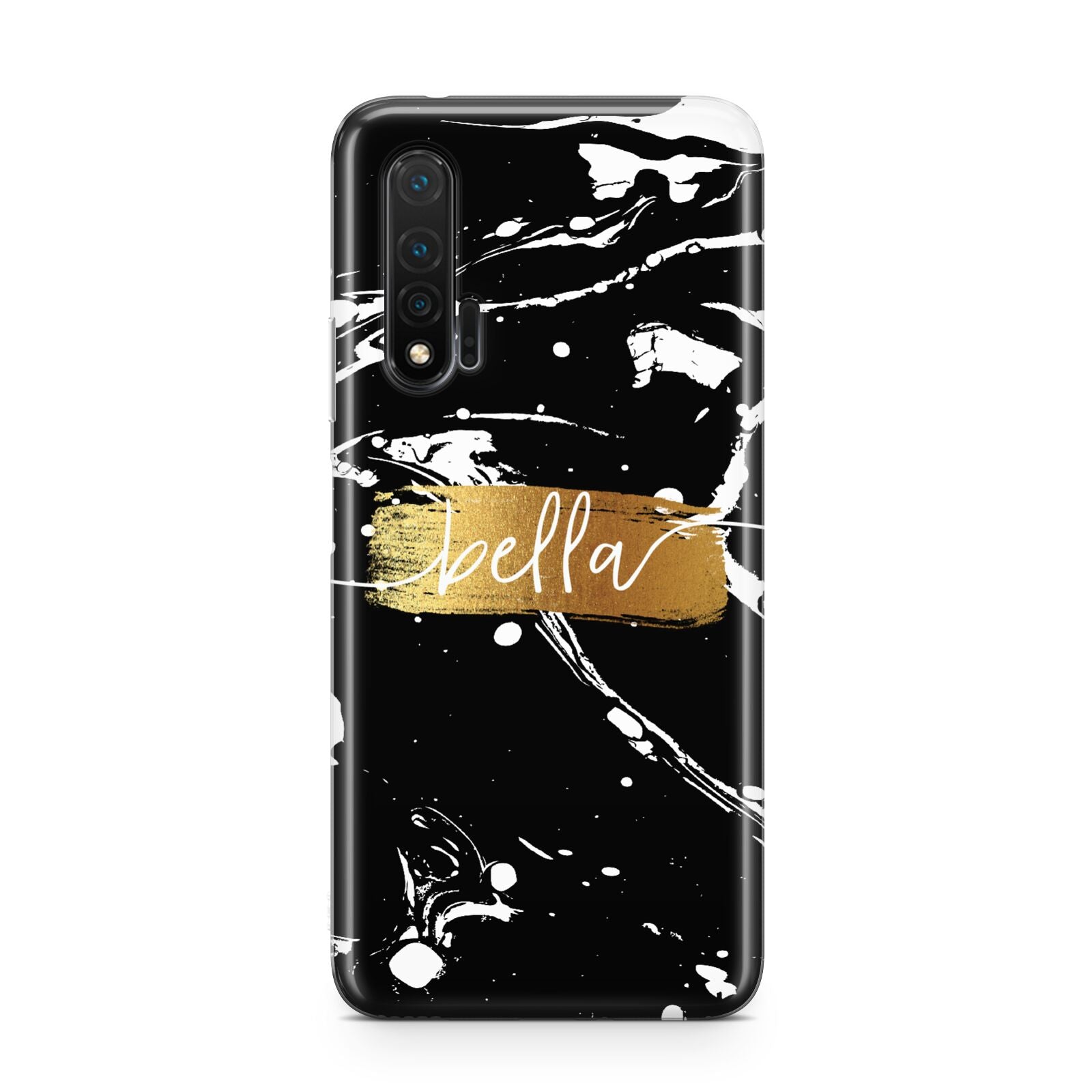 Personalised Black Gold Swirl Marble Huawei Nova 6 Phone Case