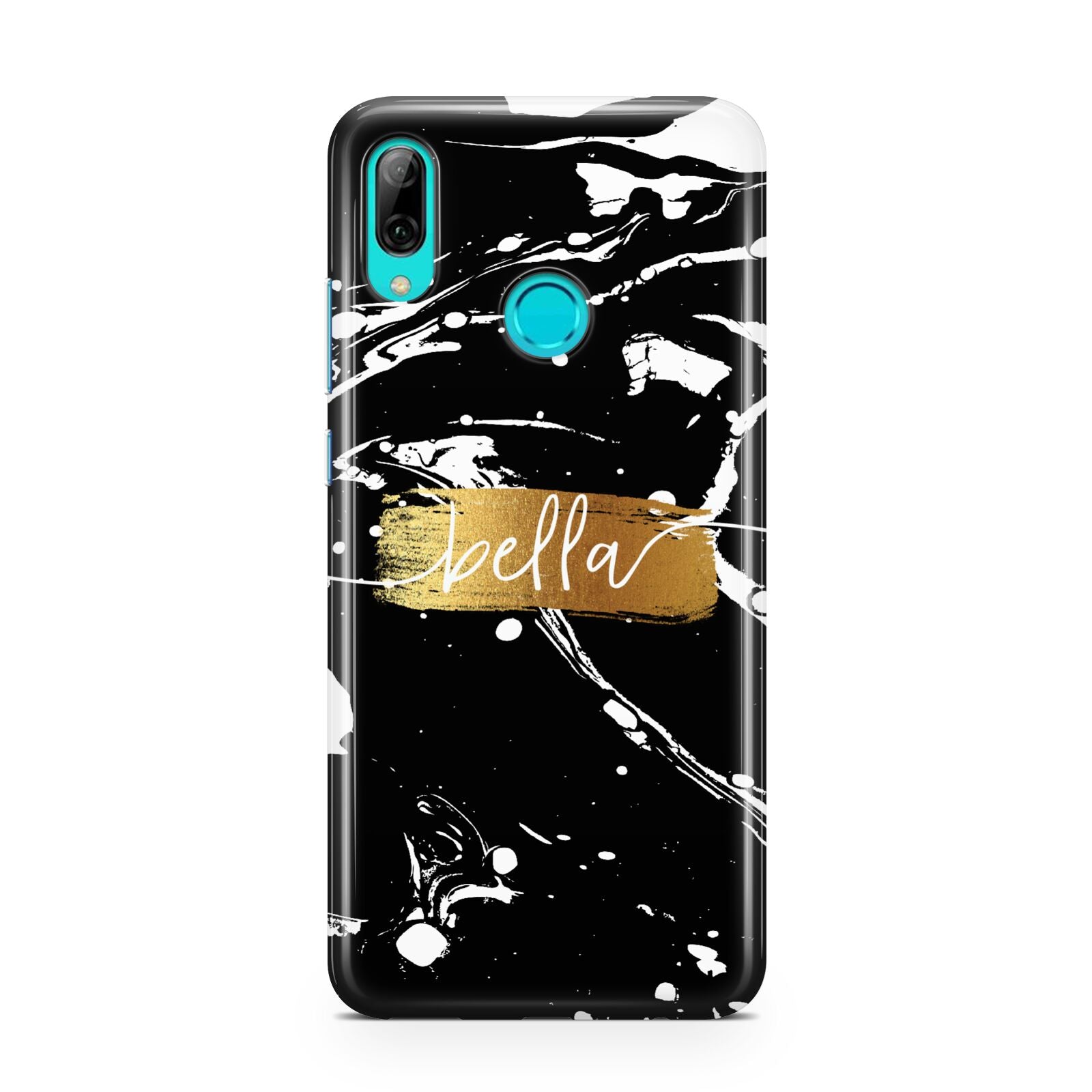Personalised Black Gold Swirl Marble Huawei P Smart 2019 Case