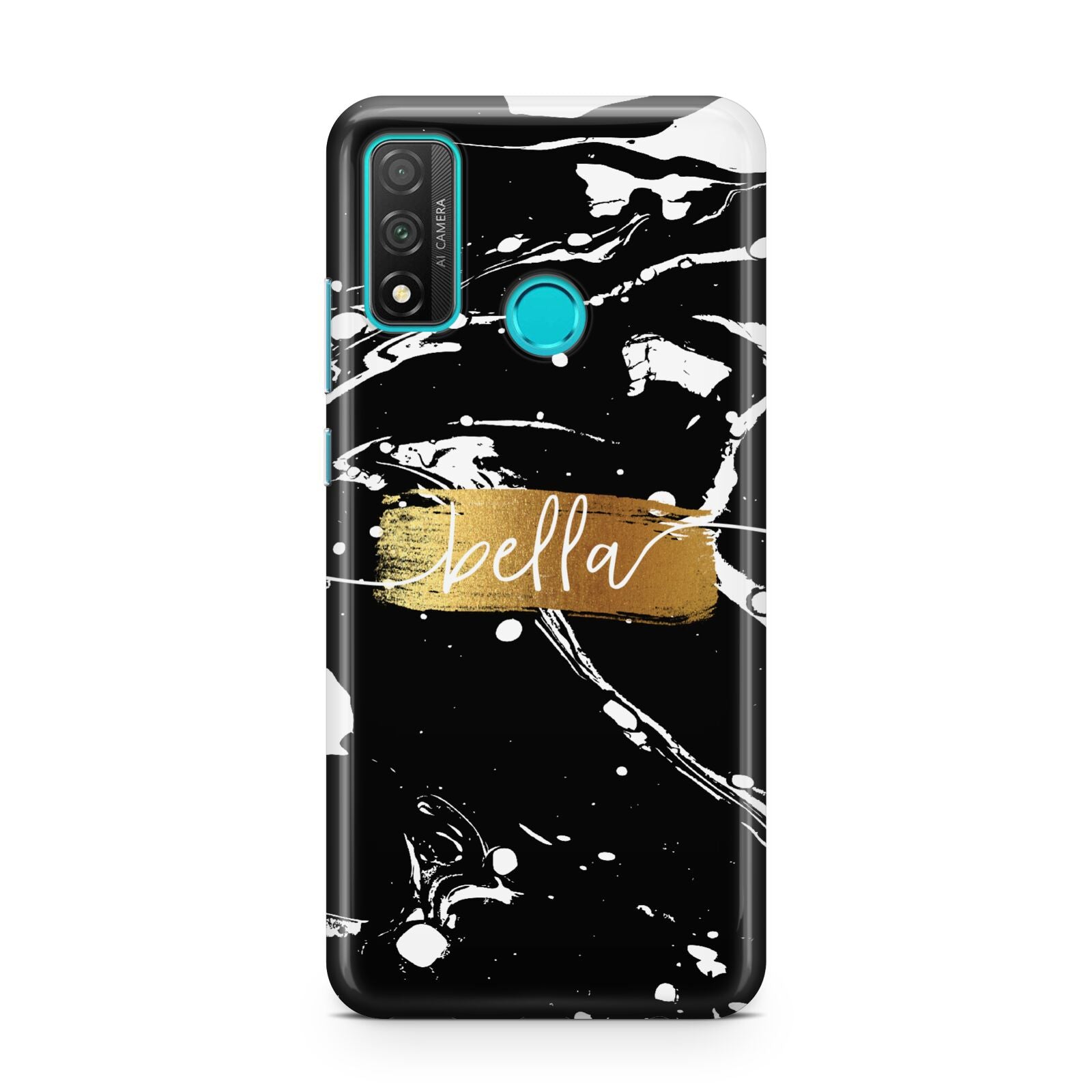 Personalised Black Gold Swirl Marble Huawei P Smart 2020