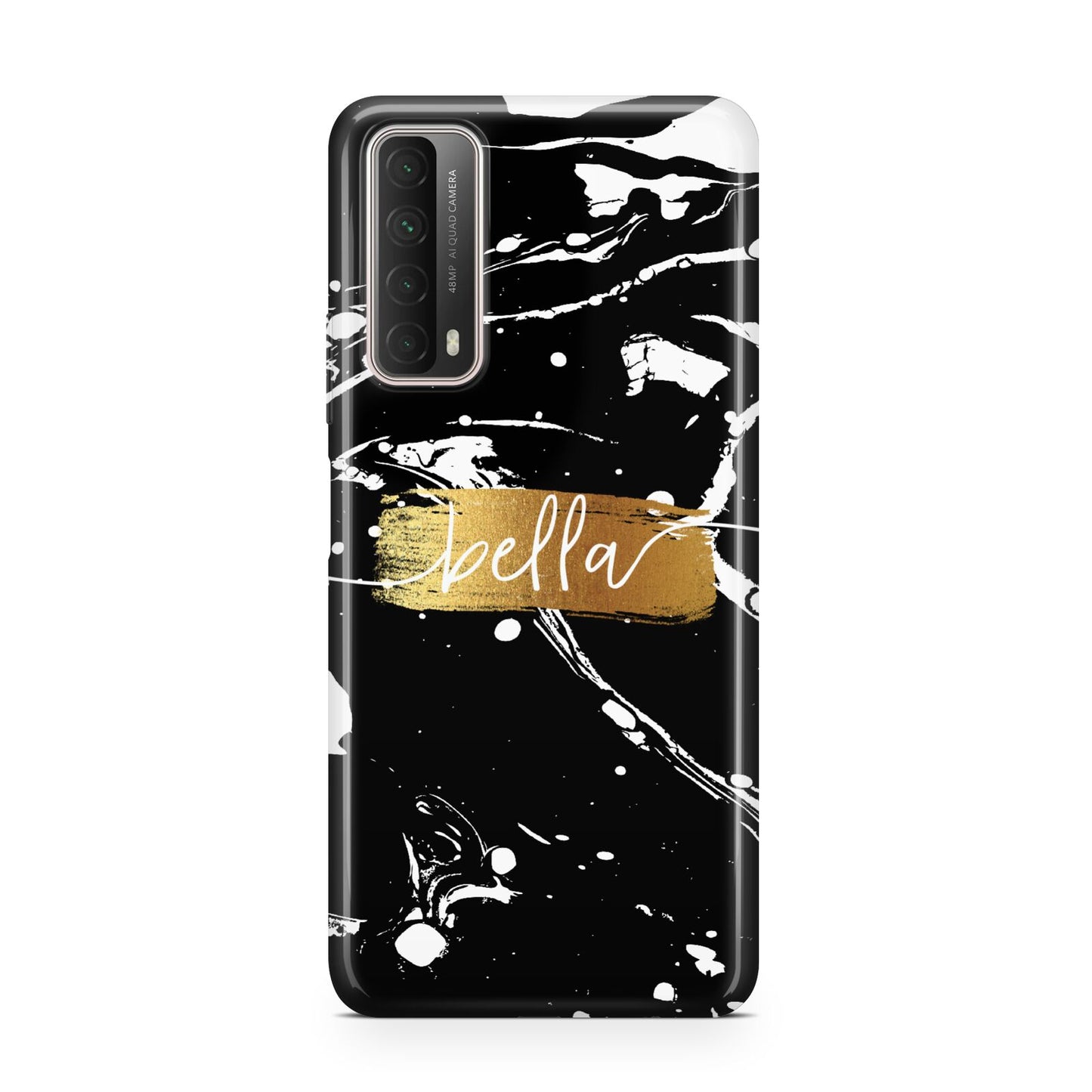 Personalised Black Gold Swirl Marble Huawei P Smart 2021