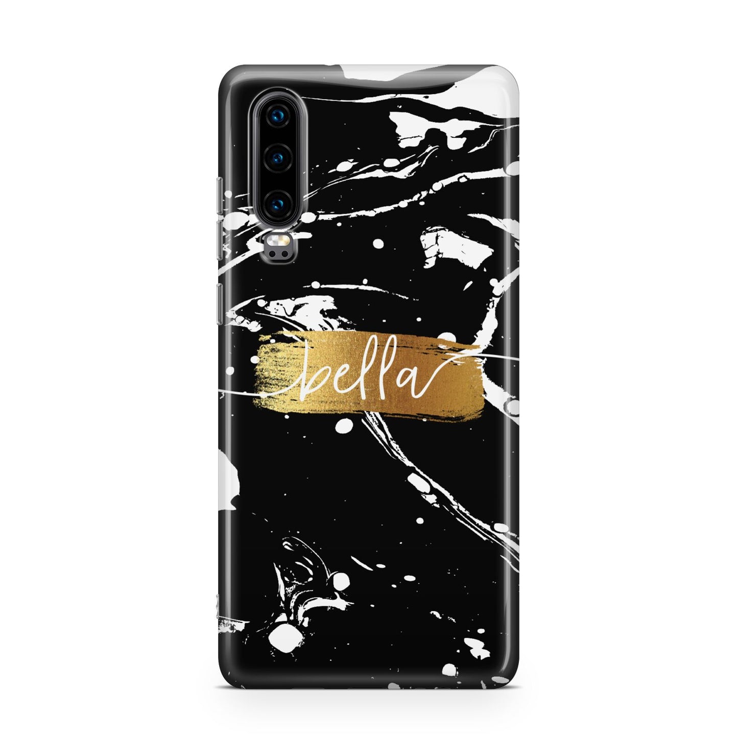 Personalised Black Gold Swirl Marble Huawei P30 Phone Case