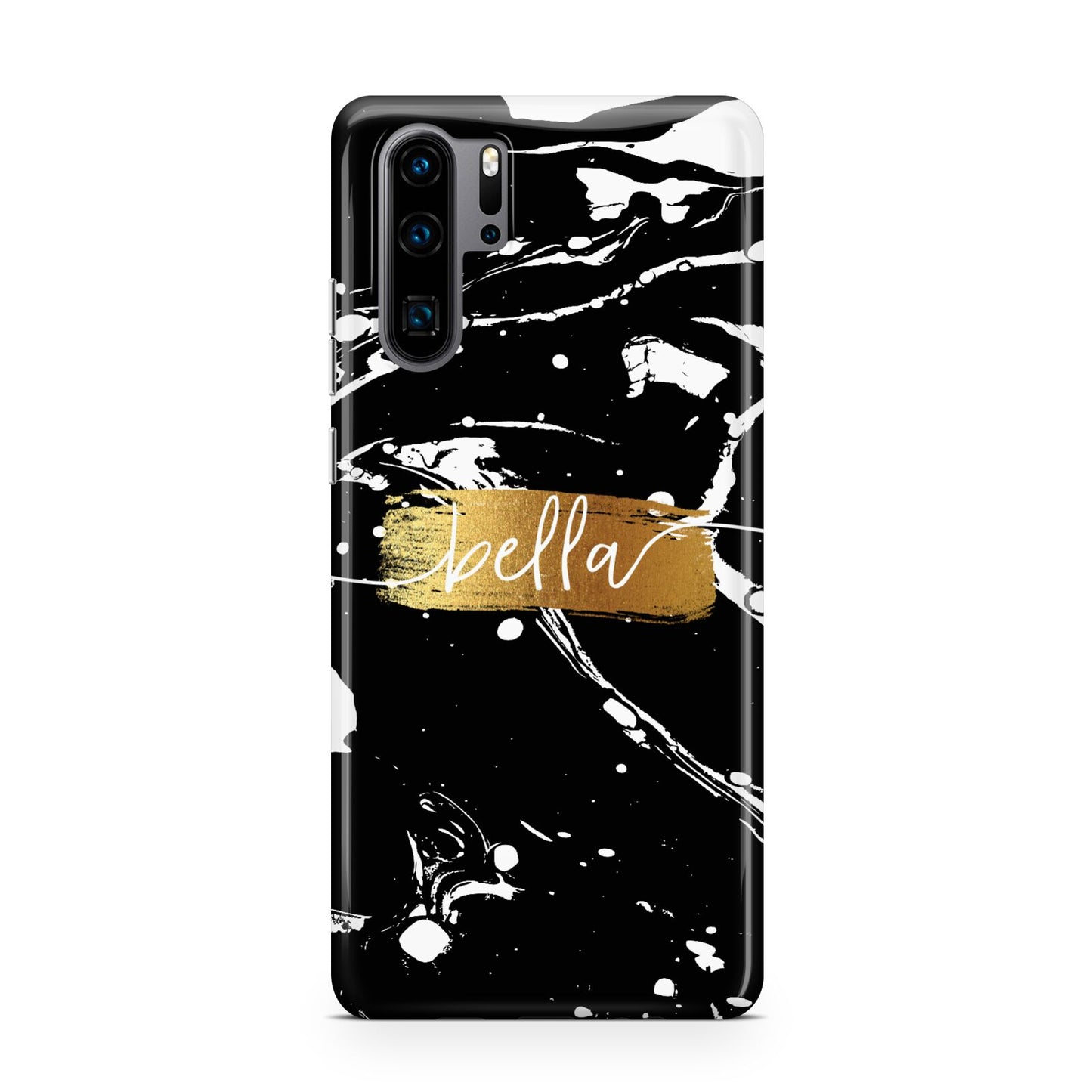 Personalised Black Gold Swirl Marble Huawei P30 Pro Phone Case