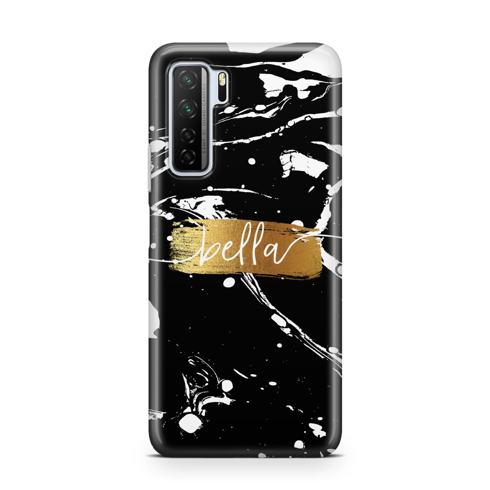 Personalised Black Gold Swirl Marble Huawei P40 Lite 5G Phone Case