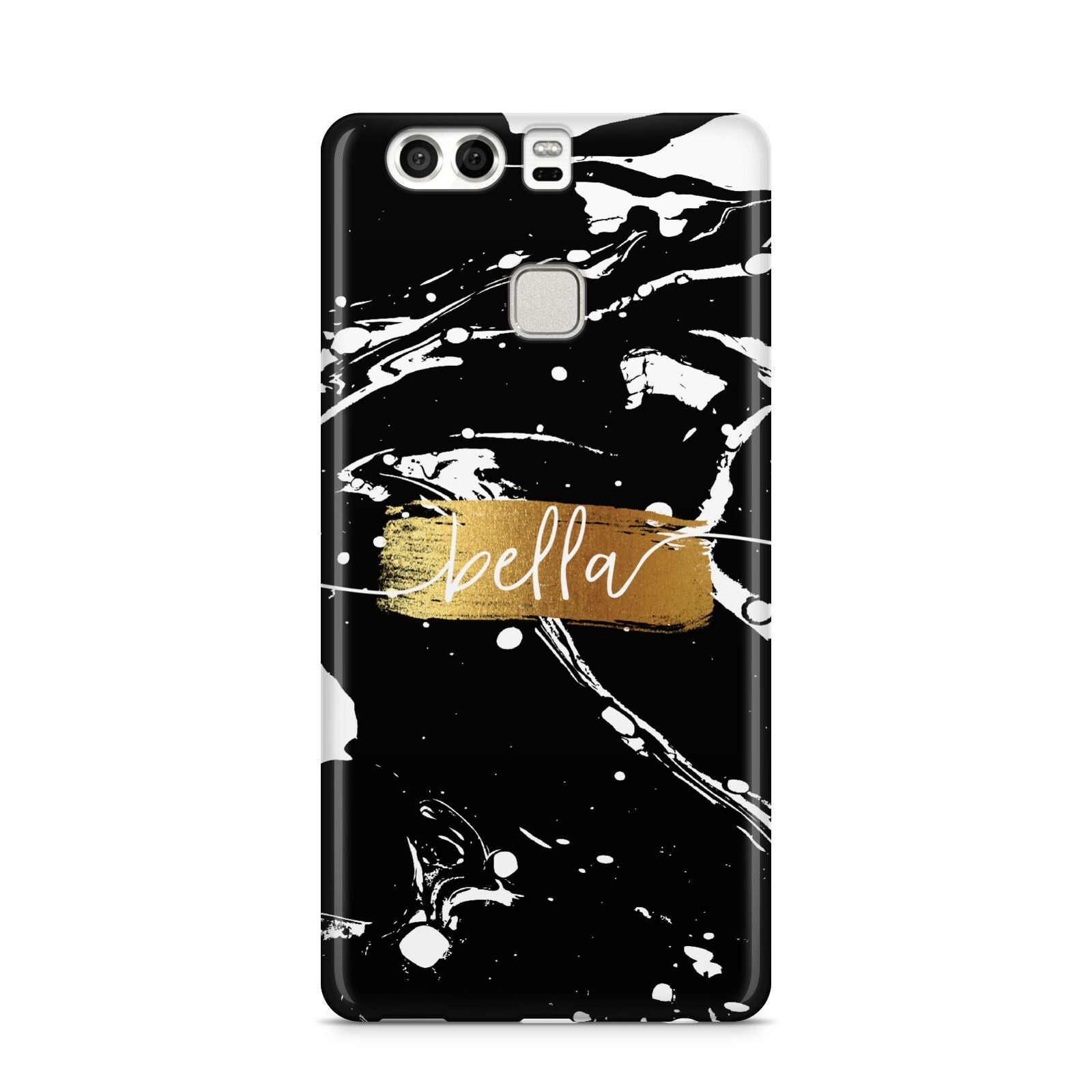 Personalised Black Gold Swirl Marble Huawei P9 Case
