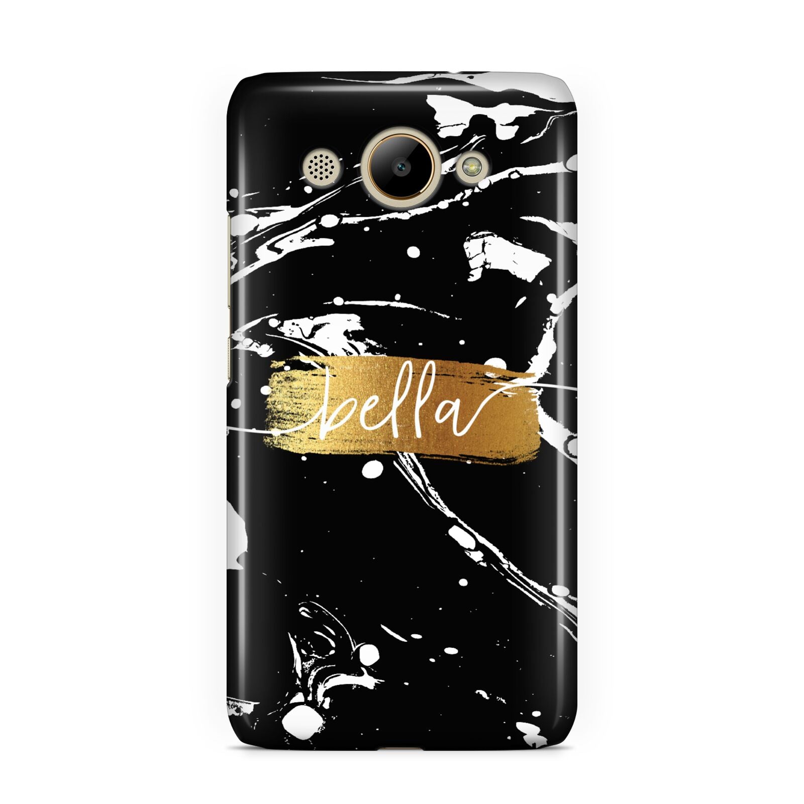 Personalised Black Gold Swirl Marble Huawei Y3 2017