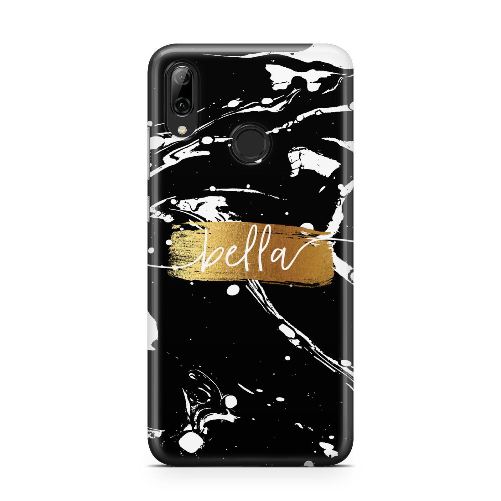 Personalised Black Gold Swirl Marble Huawei Y7 2019