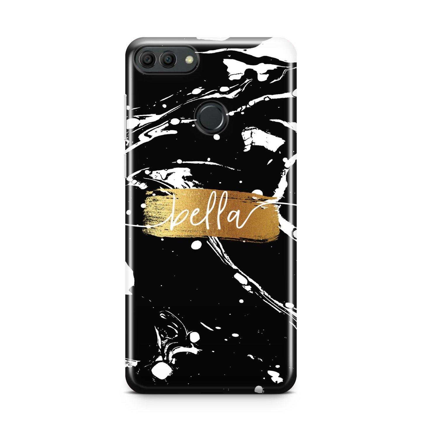 Personalised Black Gold Swirl Marble Huawei Y9 2018