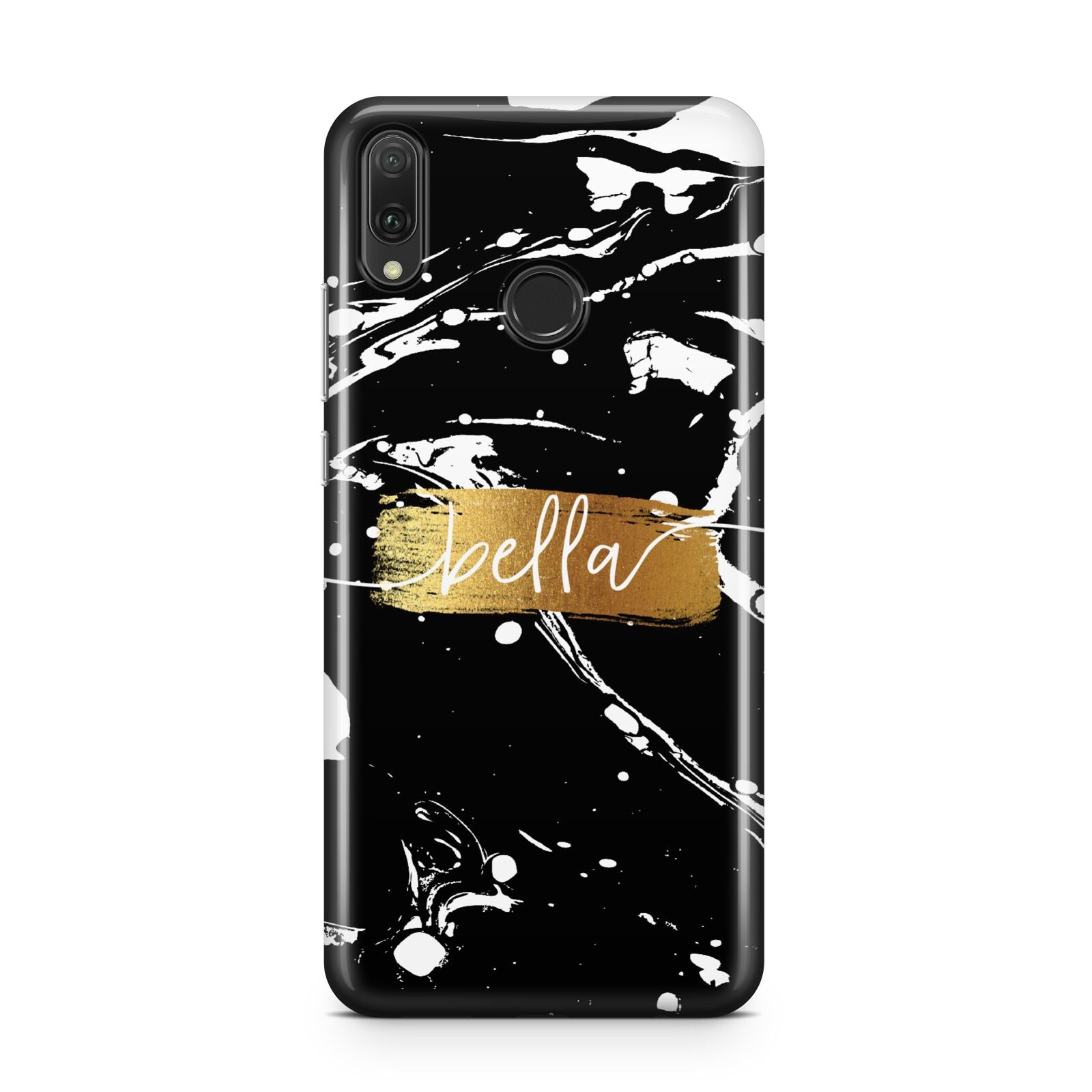 Personalised Black Gold Swirl Marble Huawei Y9 2019