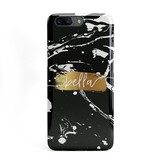 Personalised Black Gold Swirl Marble OnePlus Case