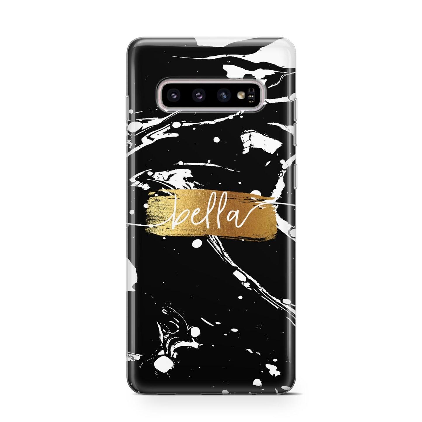 Personalised Black Gold Swirl Marble Protective Samsung Galaxy Case
