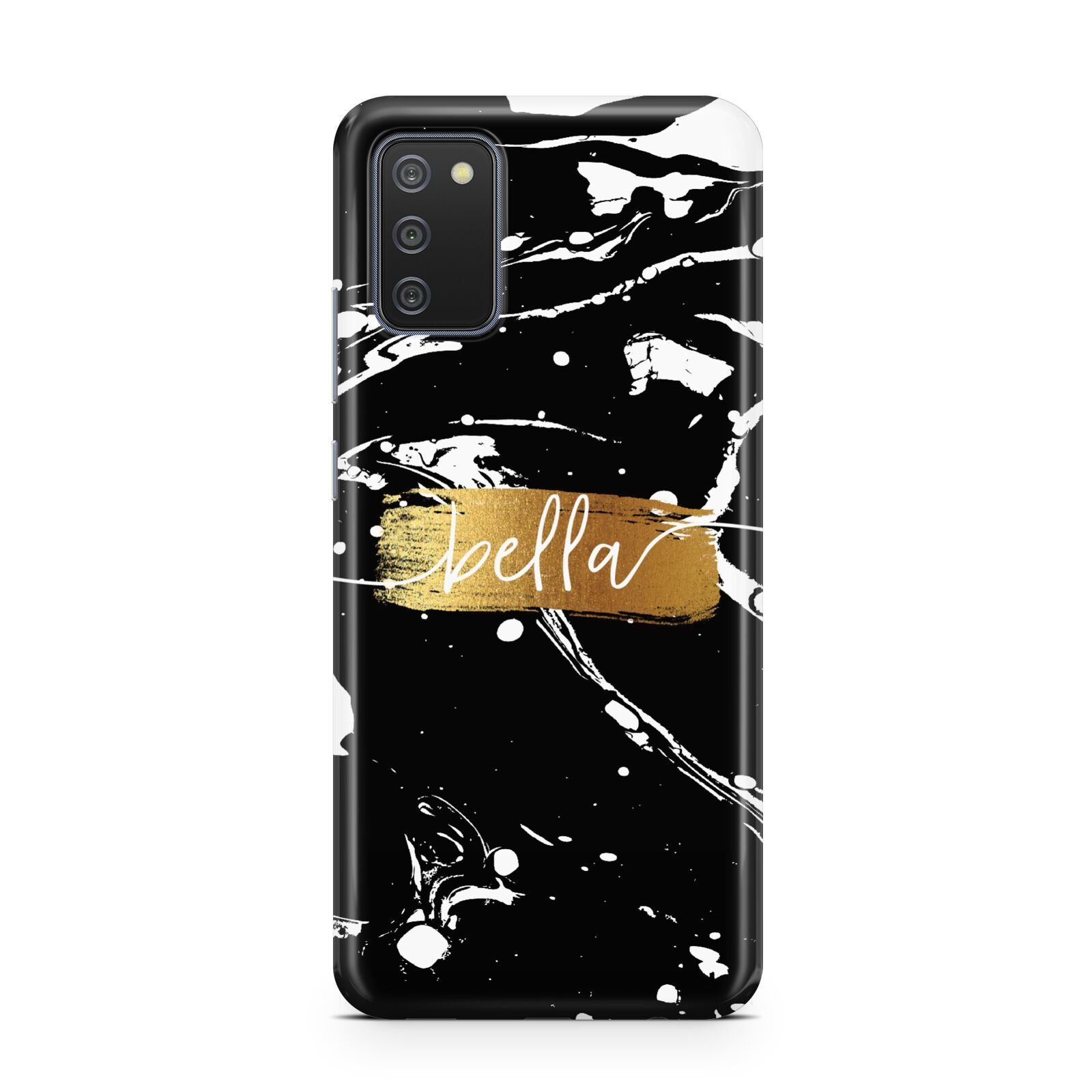 Personalised Black Gold Swirl Marble Samsung A02s Case