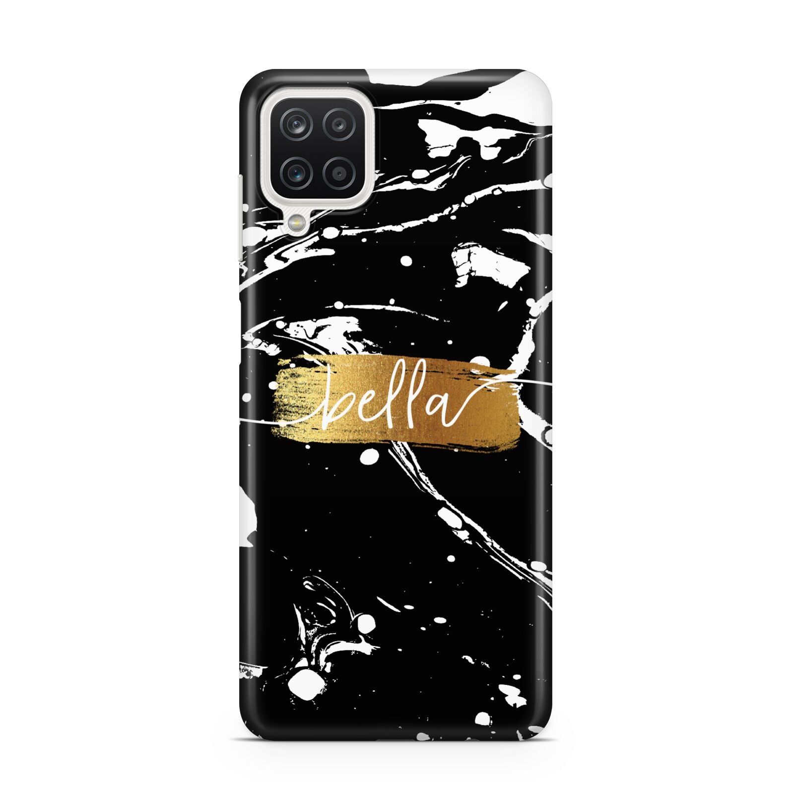 Personalised Black Gold Swirl Marble Samsung A12 Case
