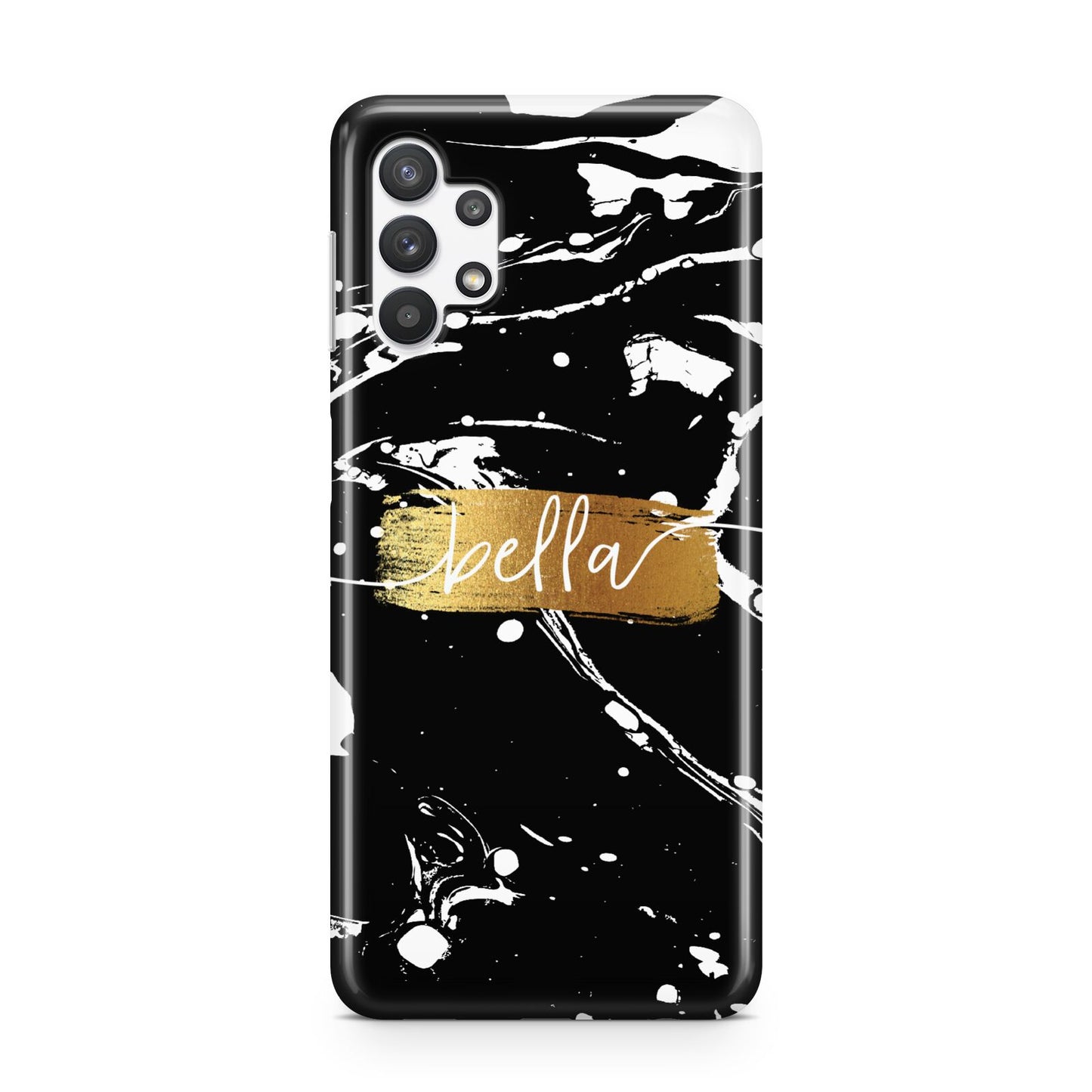 Personalised Black Gold Swirl Marble Samsung A32 5G Case