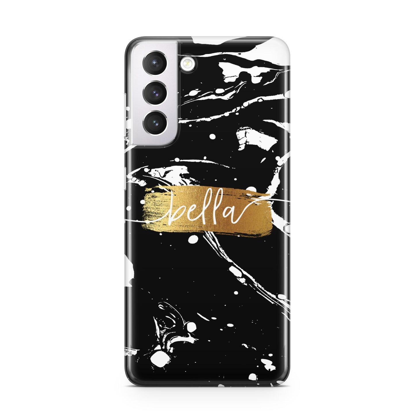 Personalised Black Gold Swirl Marble Samsung S21 Case