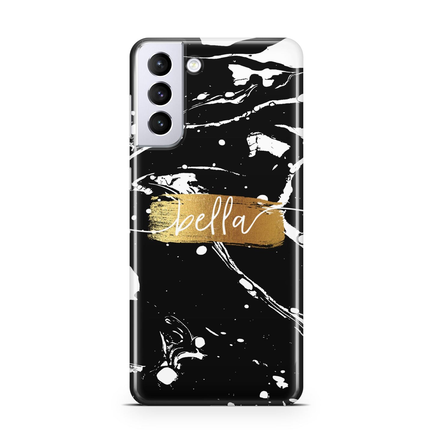 Personalised Black Gold Swirl Marble Samsung S21 Plus Case