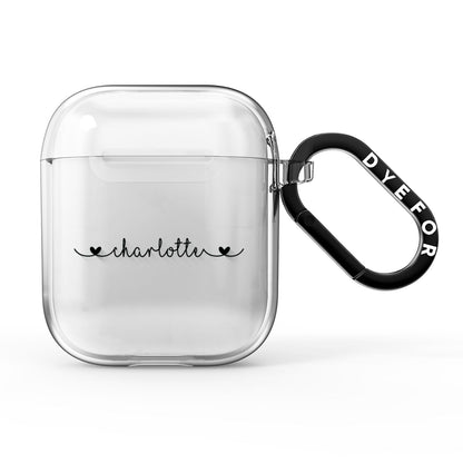 Personalised Black Handritten Name Vertical AirPods Clear Case