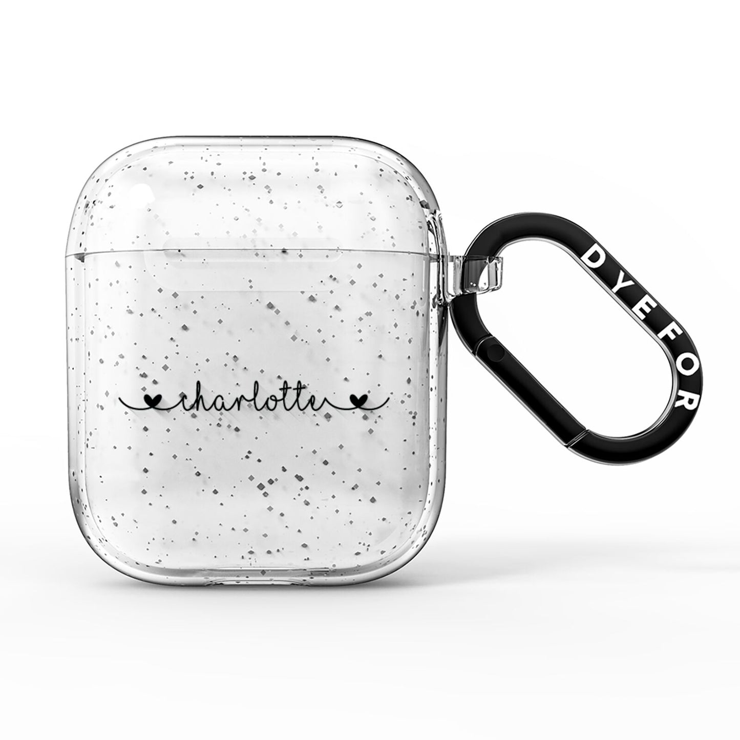 Personalised Black Handritten Name Vertical AirPods Glitter Case