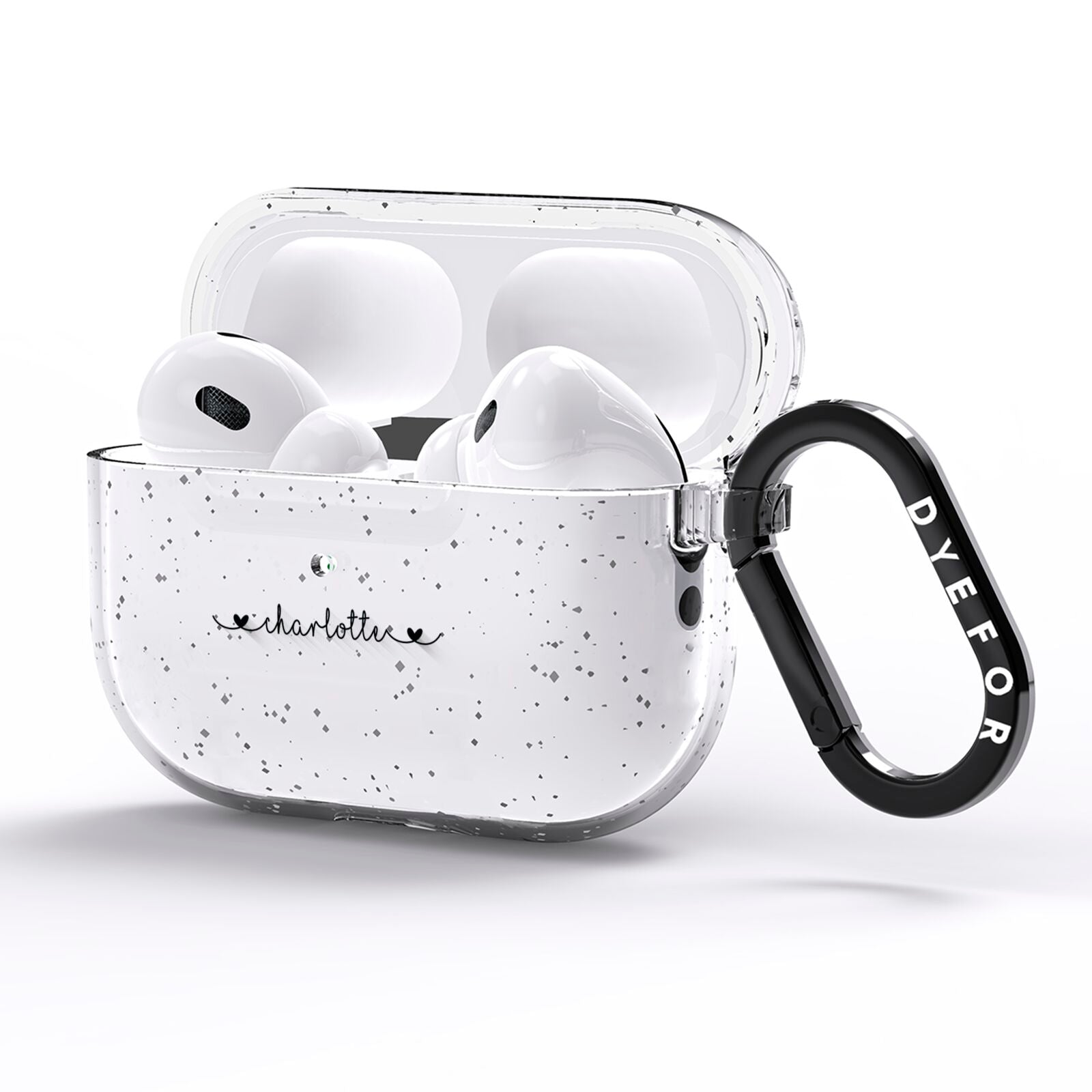 Personalised Black Handritten Name Vertical AirPods Pro Glitter Case Side Image