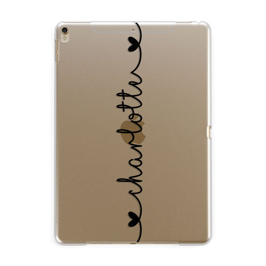 Personalised Black Handritten Name Vertical Apple iPad Gold Case