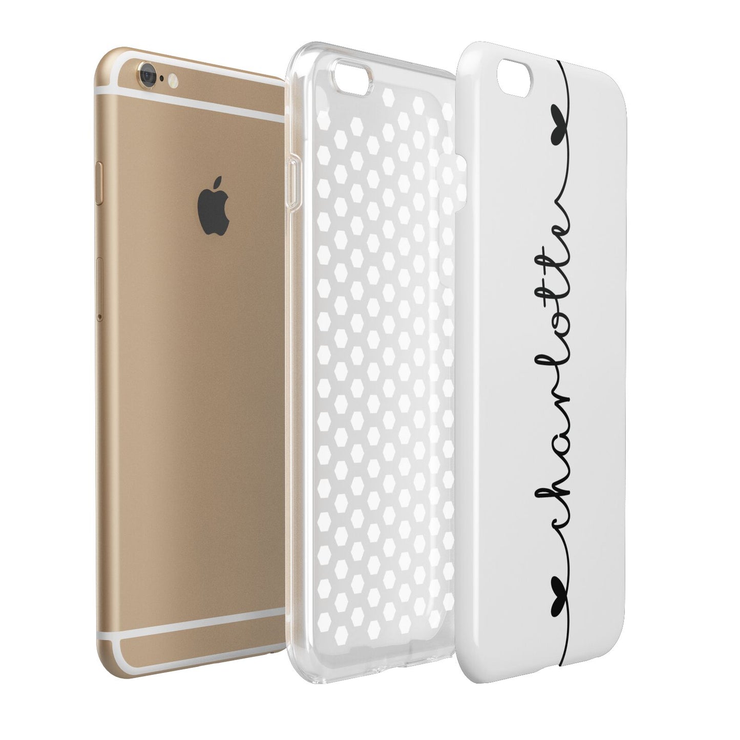 Personalised Black Handritten Name Vertical Apple iPhone 6 Plus 3D Tough Case Expand Detail Image